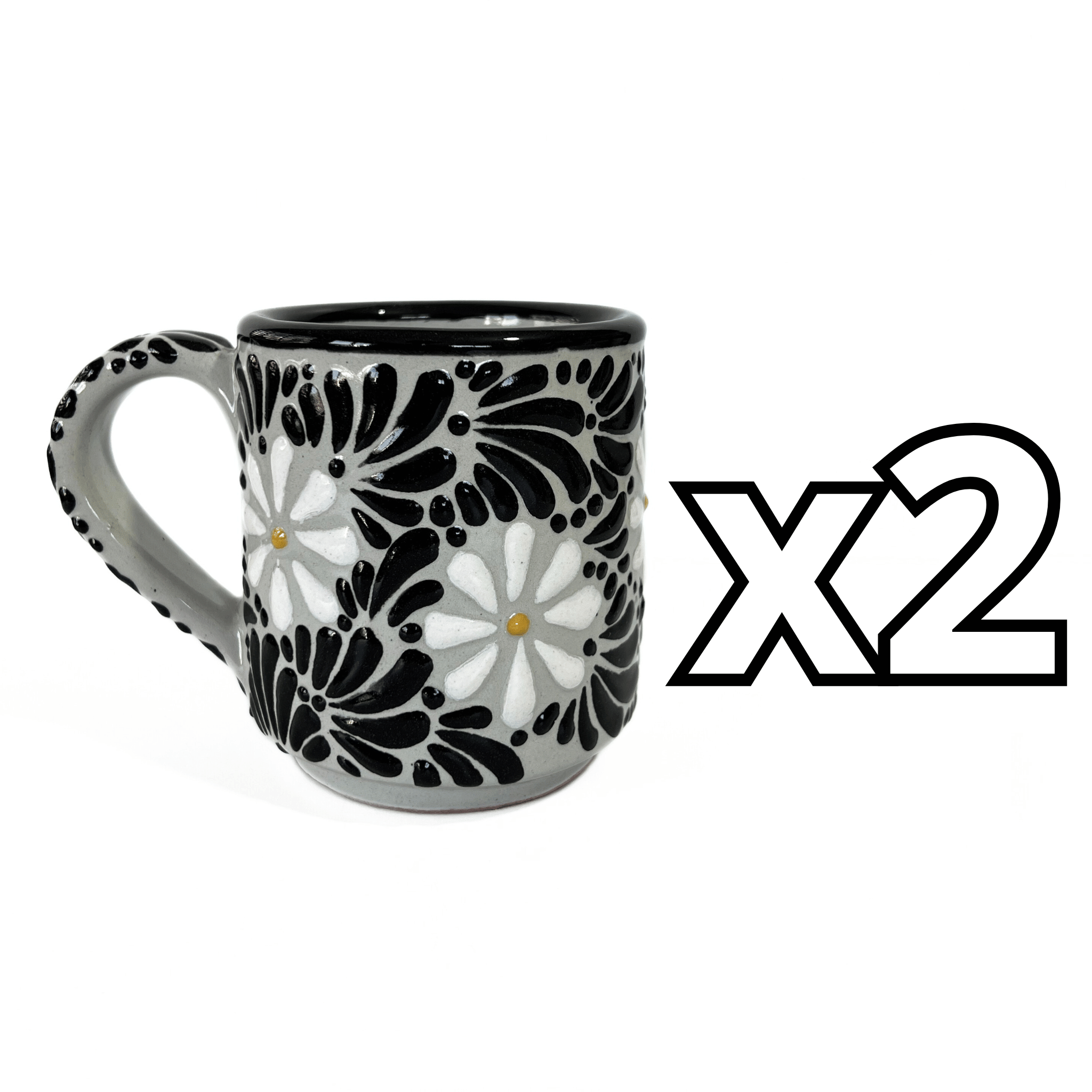 TAZA RECTA ESTANDAR FONDO TRADICIONAL MIK NEGRO MARGARITAS