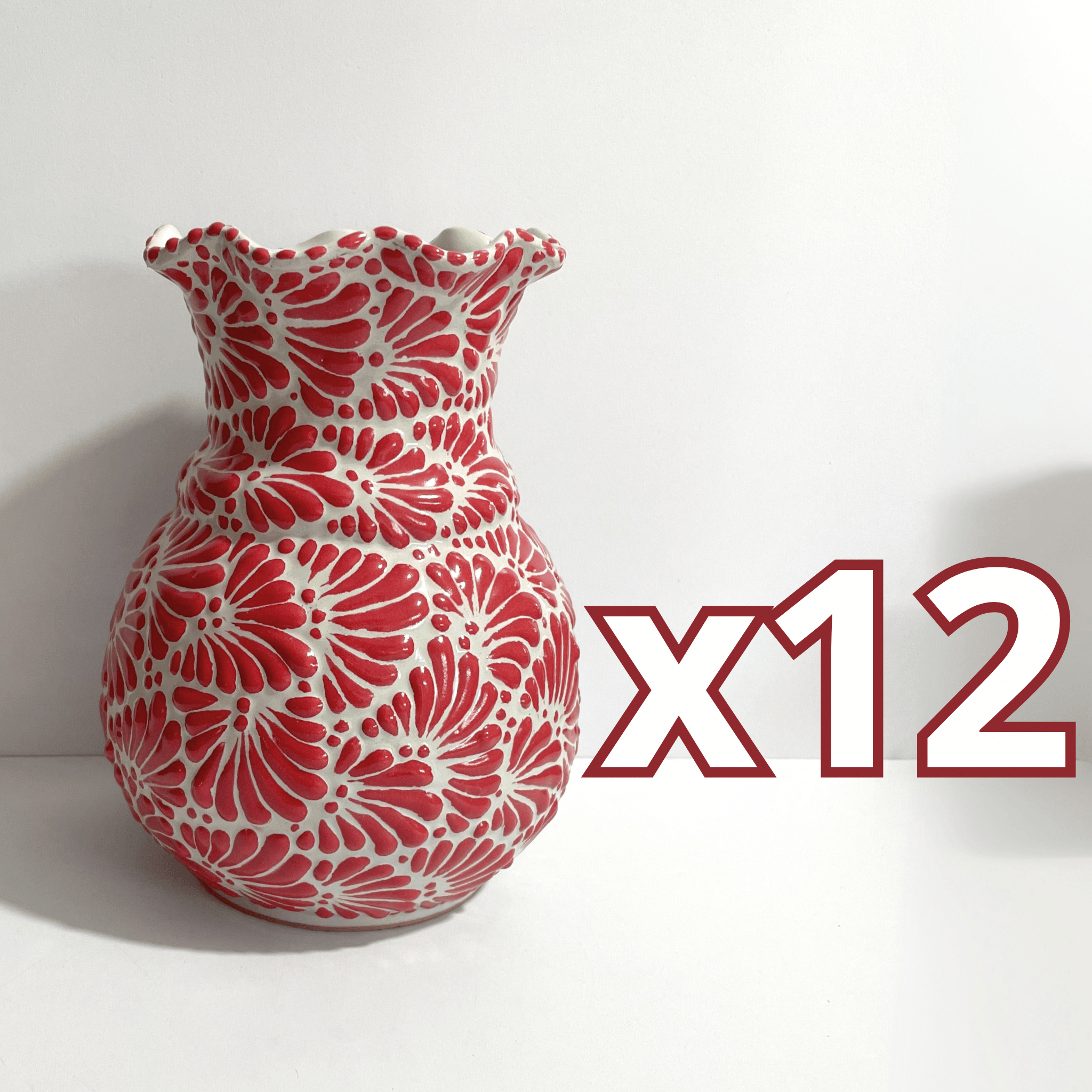 FLORERO ONDAS 20 CM FONDO TRADICIONAL MIK ROJO