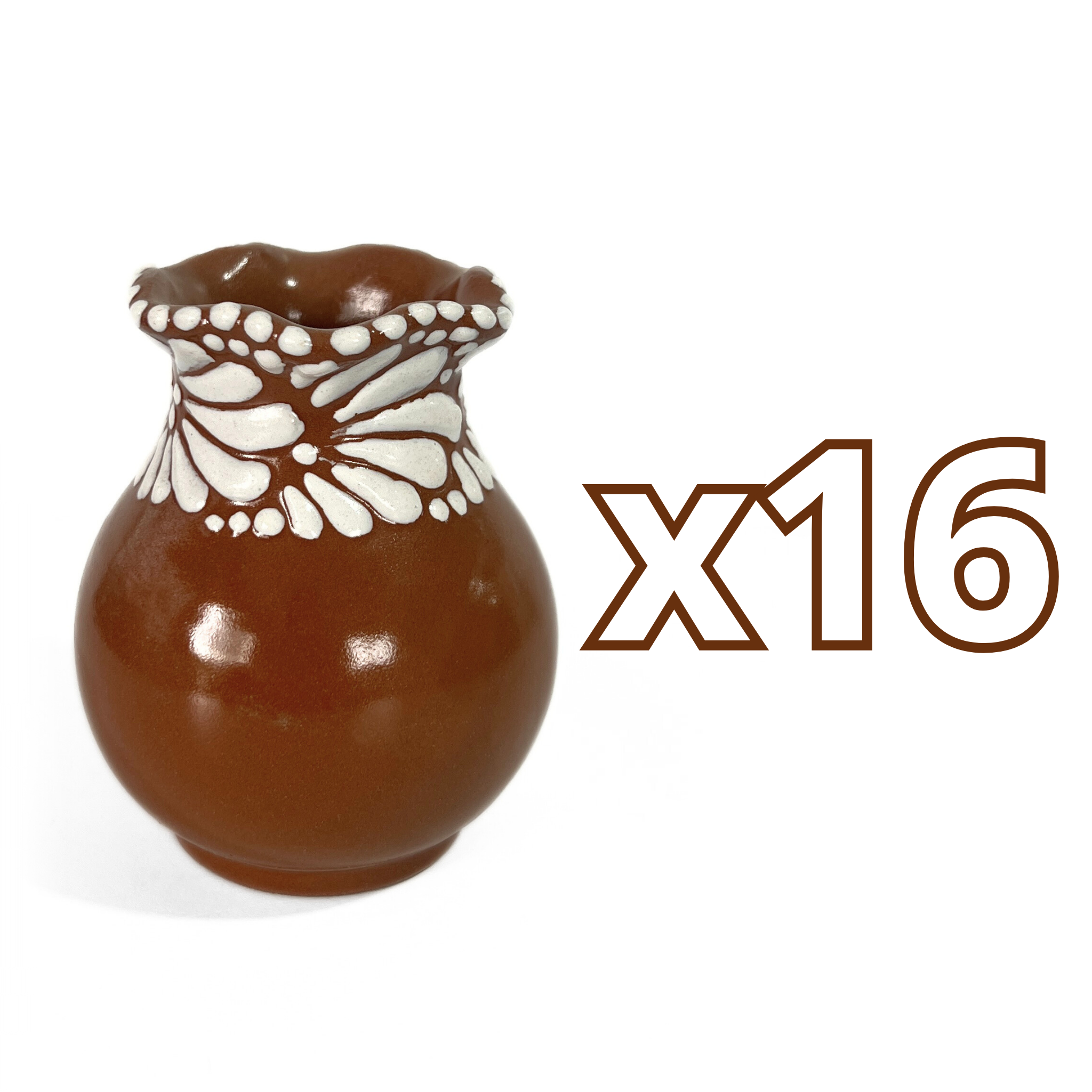 FLORERO ONDAS 8 CM FONDO CAFE MIK CENEFA BLANCO