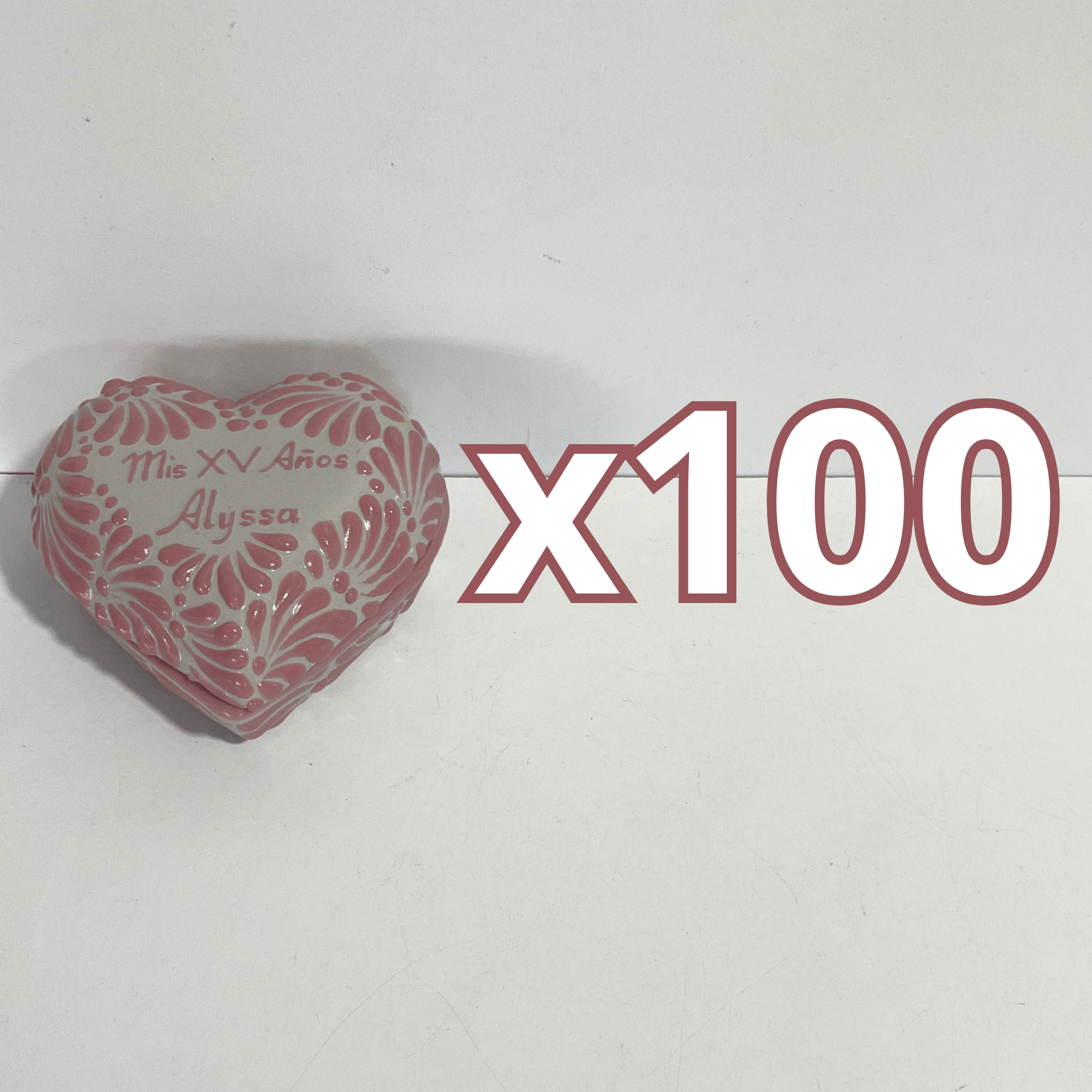 ALHAJERO GRANDE 16 CARACTERES FORMA DE CORAZON FONDO TRADICIONAL MIK ROSA