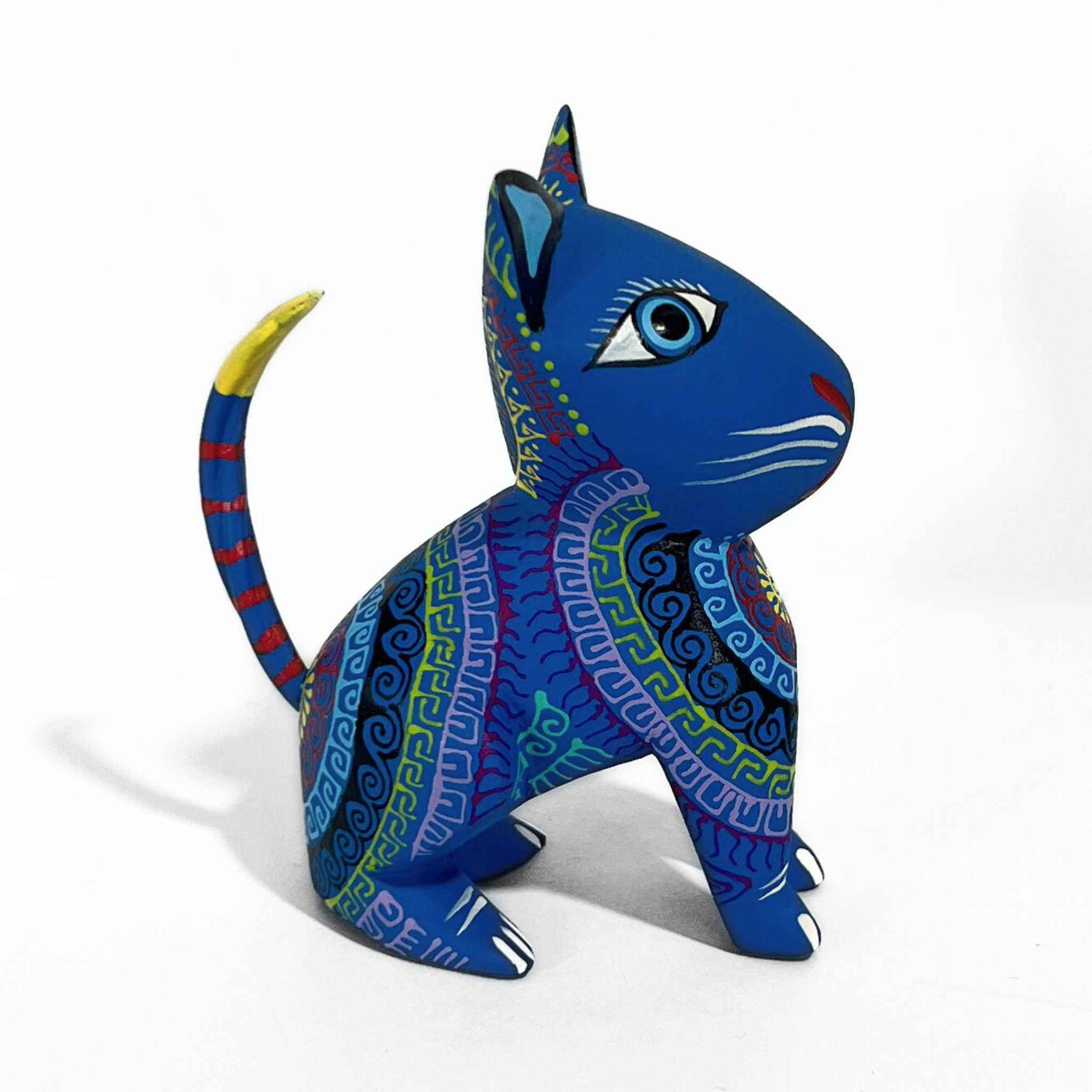 ALEBRIJE DE MADERA GATO AZUL GRECAS
