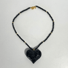 COLLAR DIJE DE CORAZON BARRO NEGRO