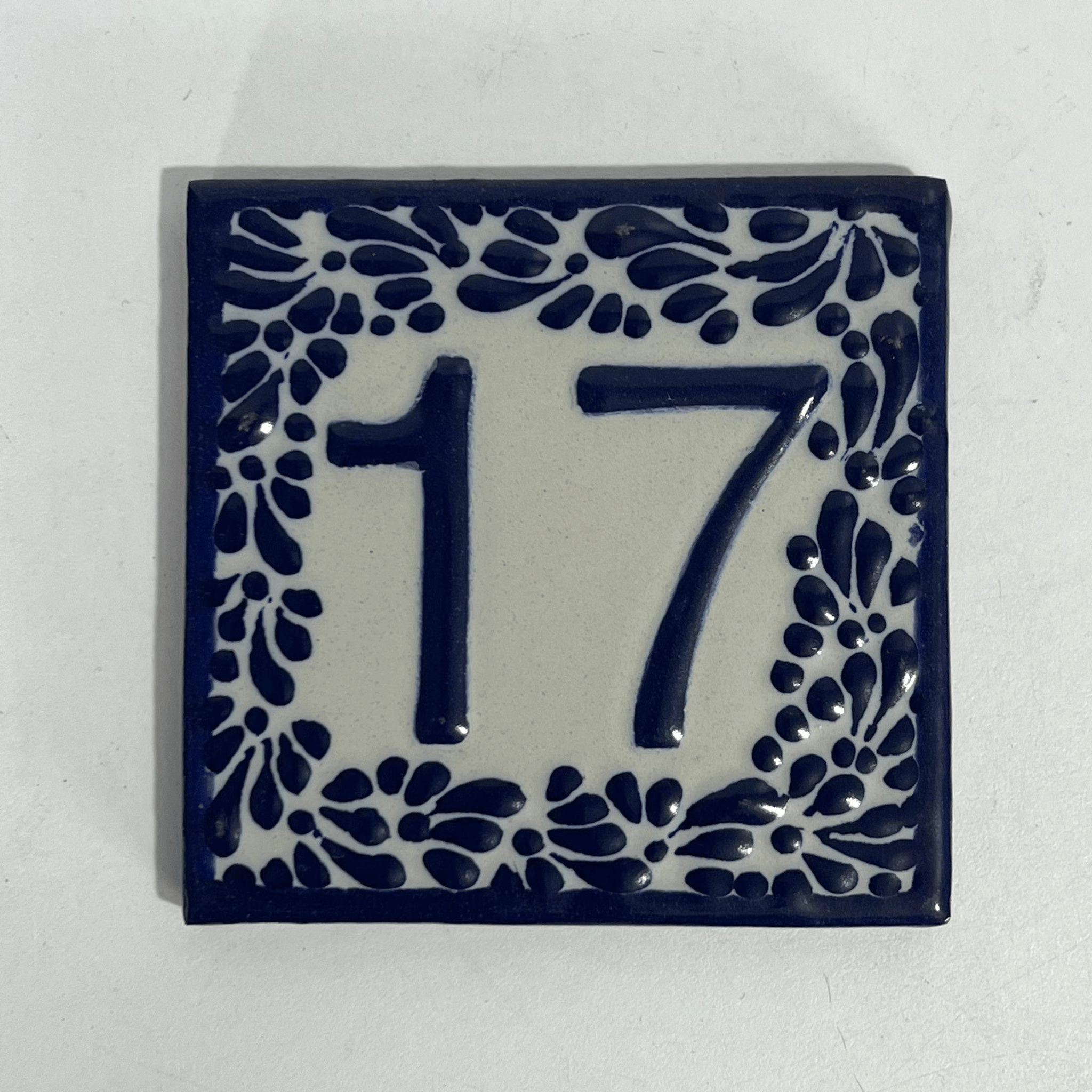 MOSAICO 10 CM NUMERO 17 PARA EXTERIOR FONDO TRADICIONAL MIK CENEFA AZUL COBALTO
