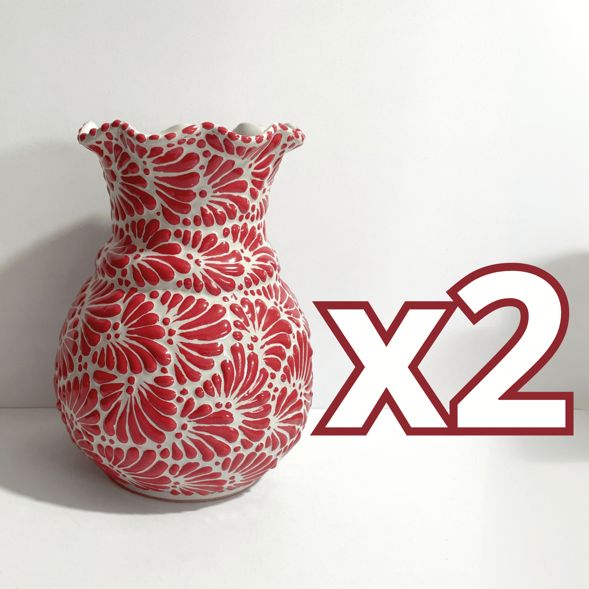 FLORERO ONDAS 20 CM FONDO TRADICIONAL MIK ROJO
