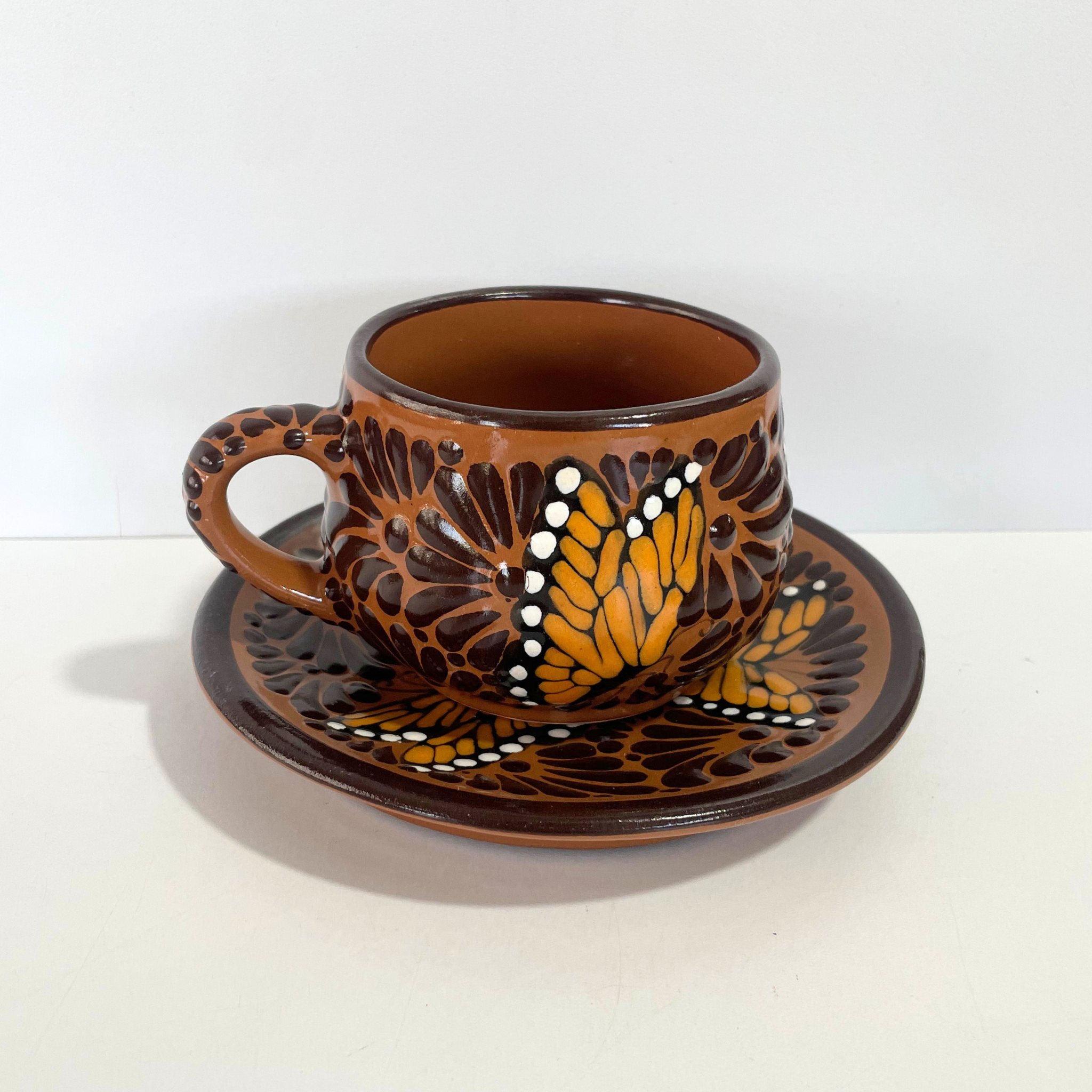 SET TAZA CHOCOLATERA MEDIANA FONDO CAFE MIK CAFE CHOCOLATE MARIPOSAS