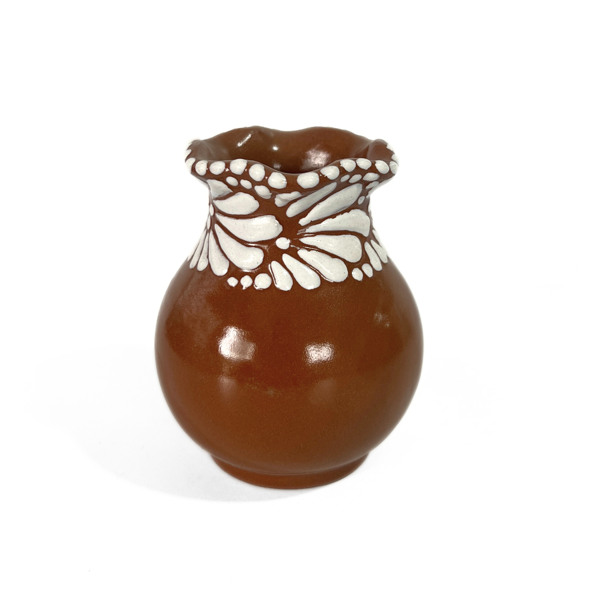FLORERO ONDAS 8 CM FONDO CAFE MIK CENEFA BLANCO