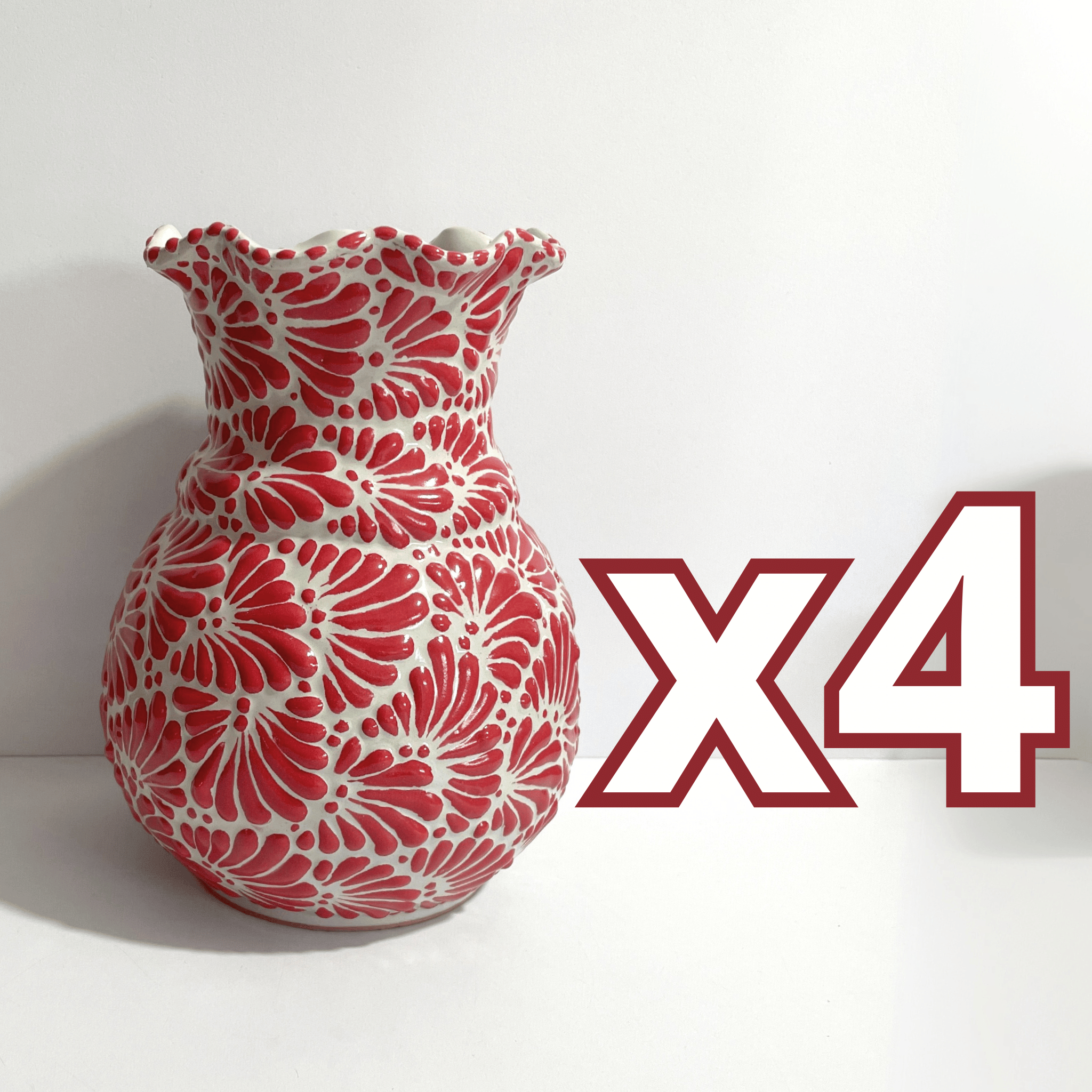 FLORERO ONDAS 20 CM FONDO TRADICIONAL MIK ROJO