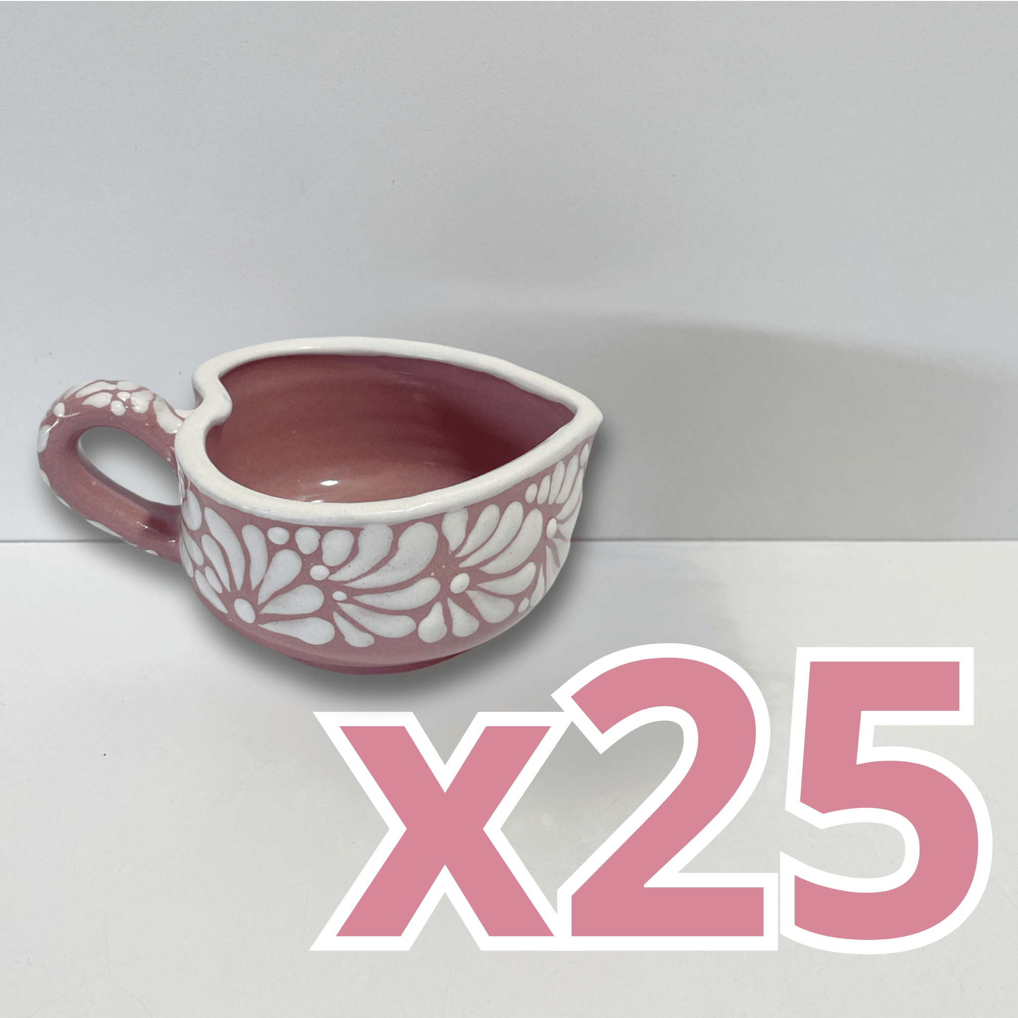 PAQUETE TAZA DE TÉ CORAZON FONDO ROSA MIK CENEFA BLANCO