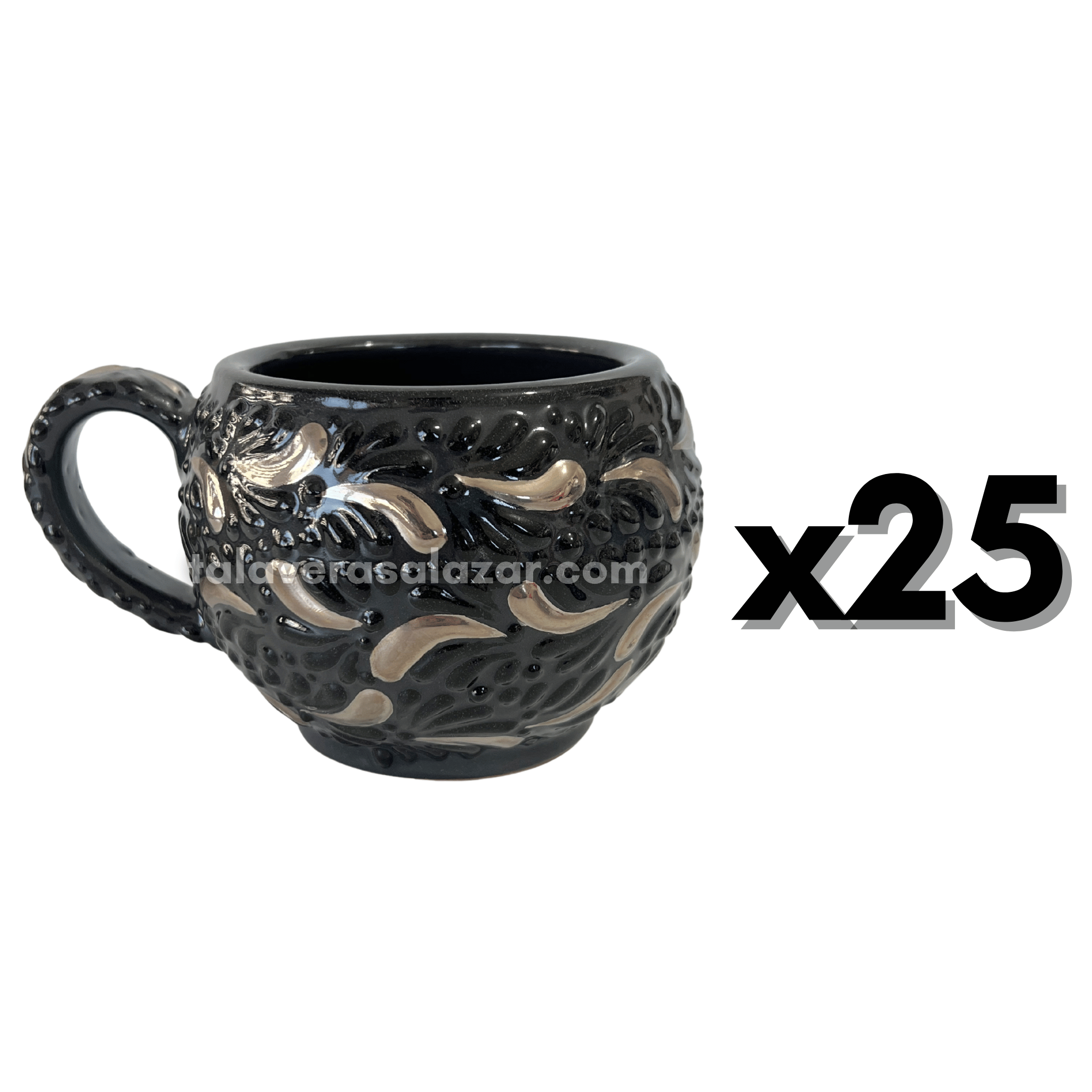 TAZA CHOCOLATERA GRANDE MIK SUPER BLACK DESTELLO DE PLATA
