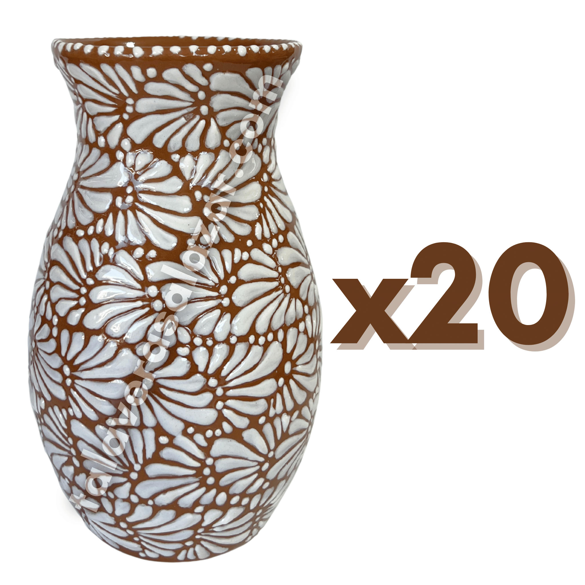 FLORERO BOLICHE 25 CM FONDO CAFE MIK BLANCO