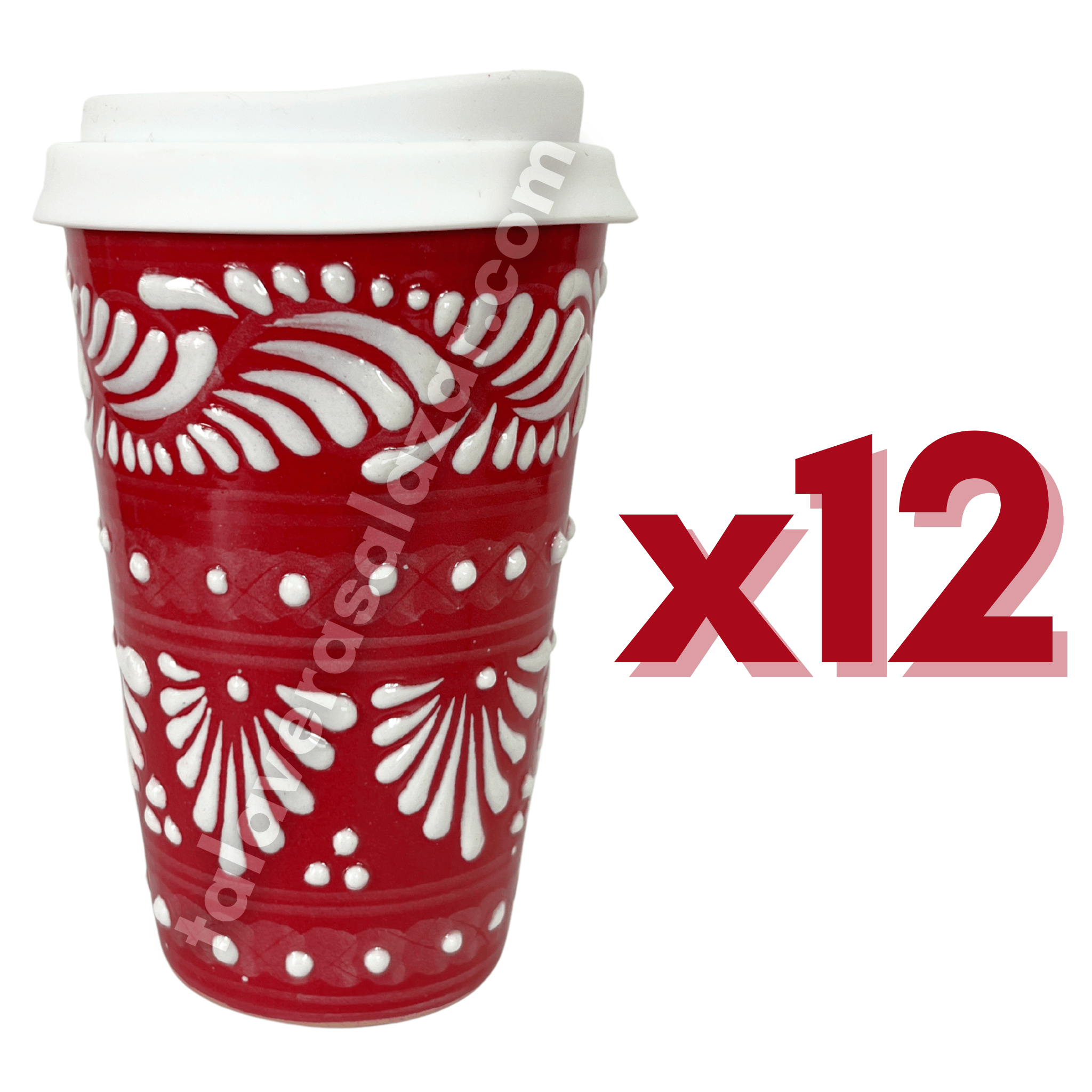 TERMO 15 CM SIN ASA FONDO ROJO CENEFA BLANCO