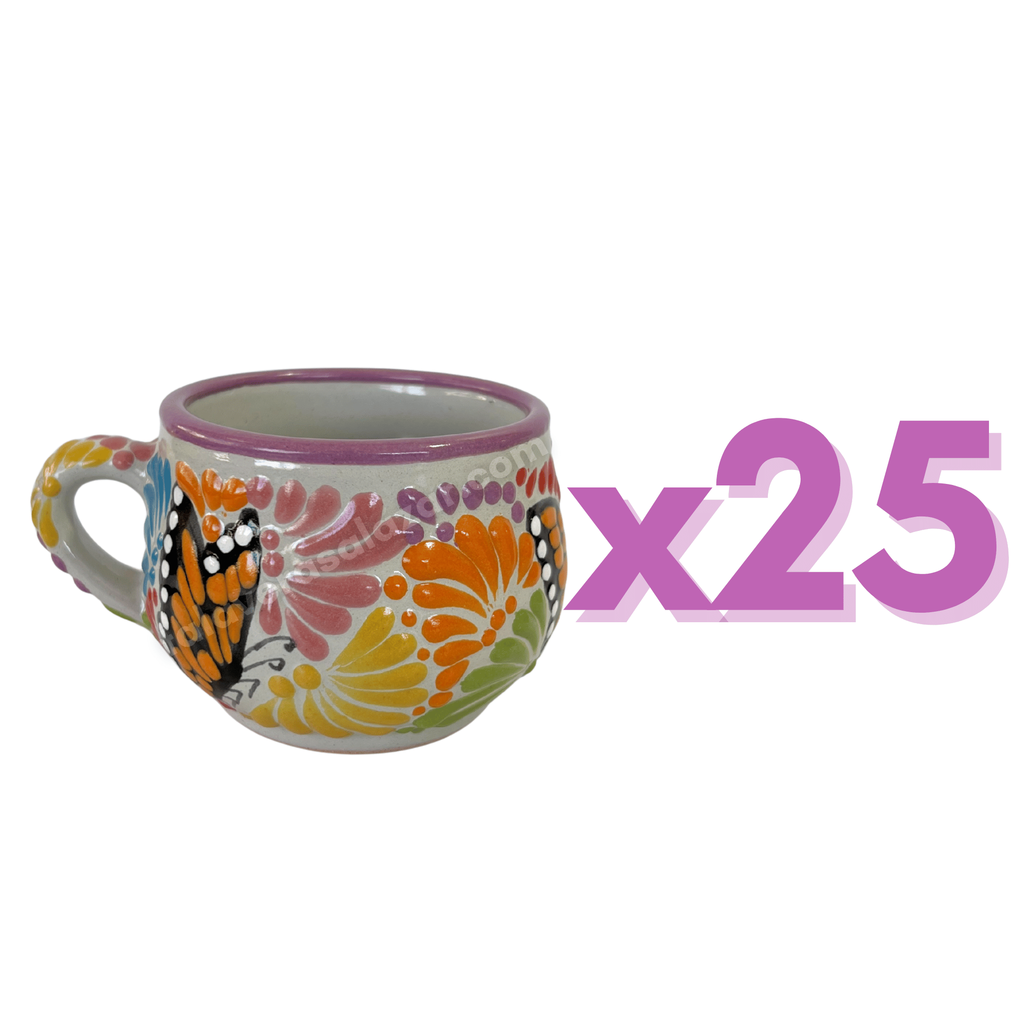 TAZA CHOCOLATERA MEDIANA FONDO TRADICIONAL MIK MULTICOLOR MARIPOSAS