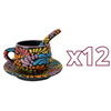 SET 3 PIEZAS CHOCOLATERA MEDIANA FONDO NEGRO MIK MULTICOLOR