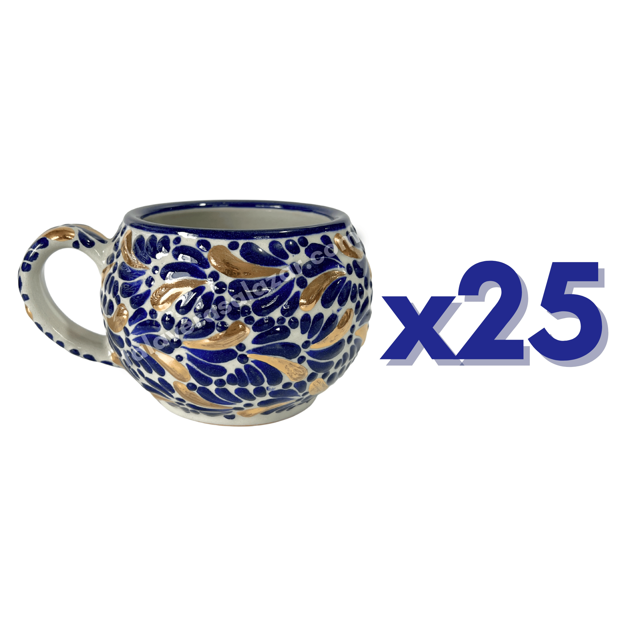 TAZA CHOCOLATERA GRANDE FONDO TRADICIONAL MIK AZUL COBALTO DESTELLO DE ORO