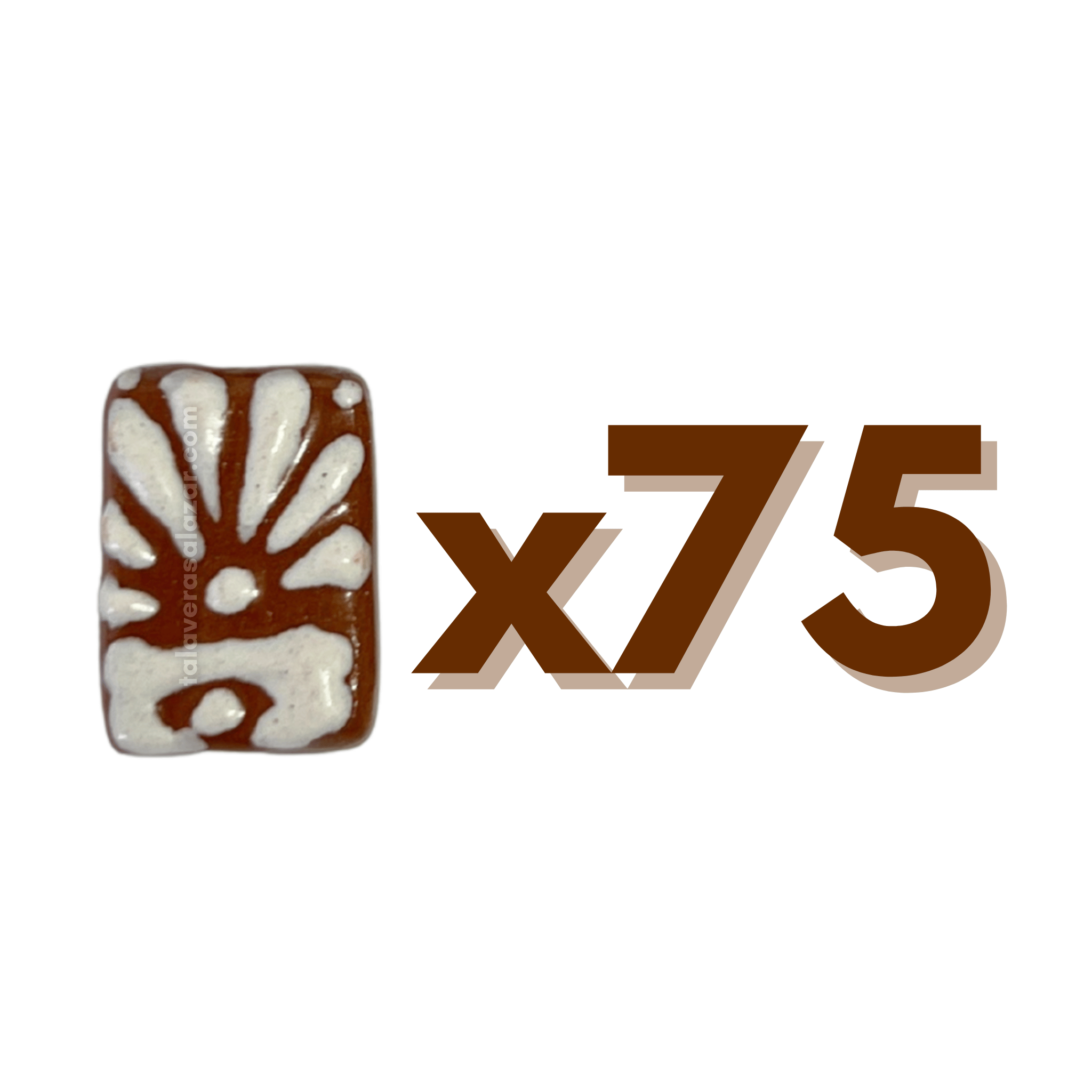 RECTANGULO PLANO 2 CM X 1.5 CM FONDO CAFE DECORADO BLANCO