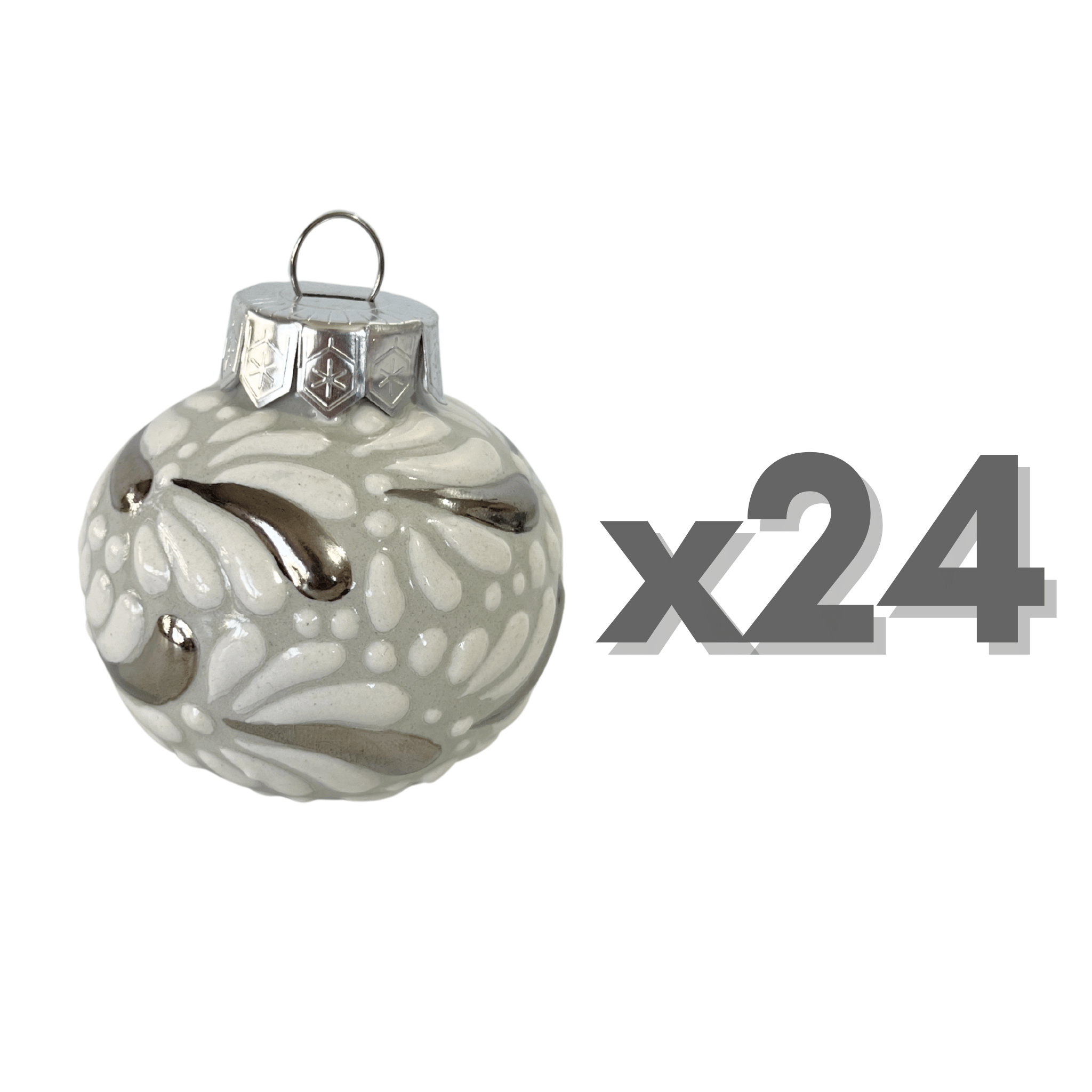 ESFERA NAVIDEÑA FONDO TRADICIONAL MIK BLANCO DESTELLOS DE PLATA