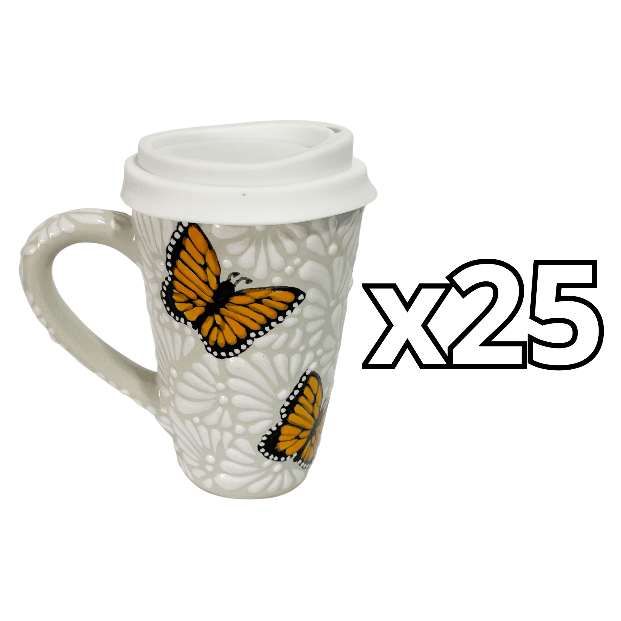 TERMO CON ASA 15 CM FONDO TRADICIONAL MIK BLANCO MARIPOSAS