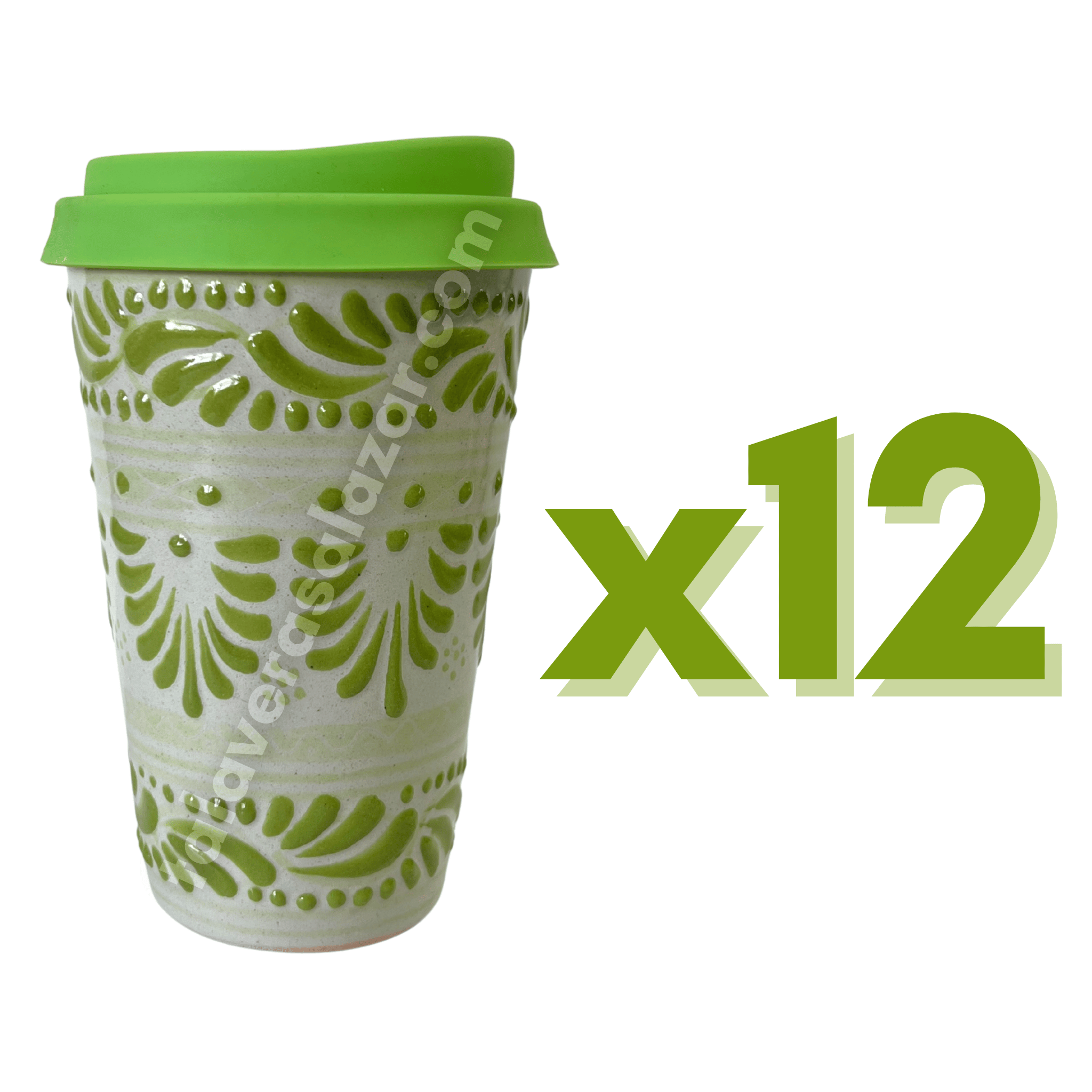 TERMO 15 CM SIN ASA FONDO TRADICIONAL CENEFA VERDE LIMON