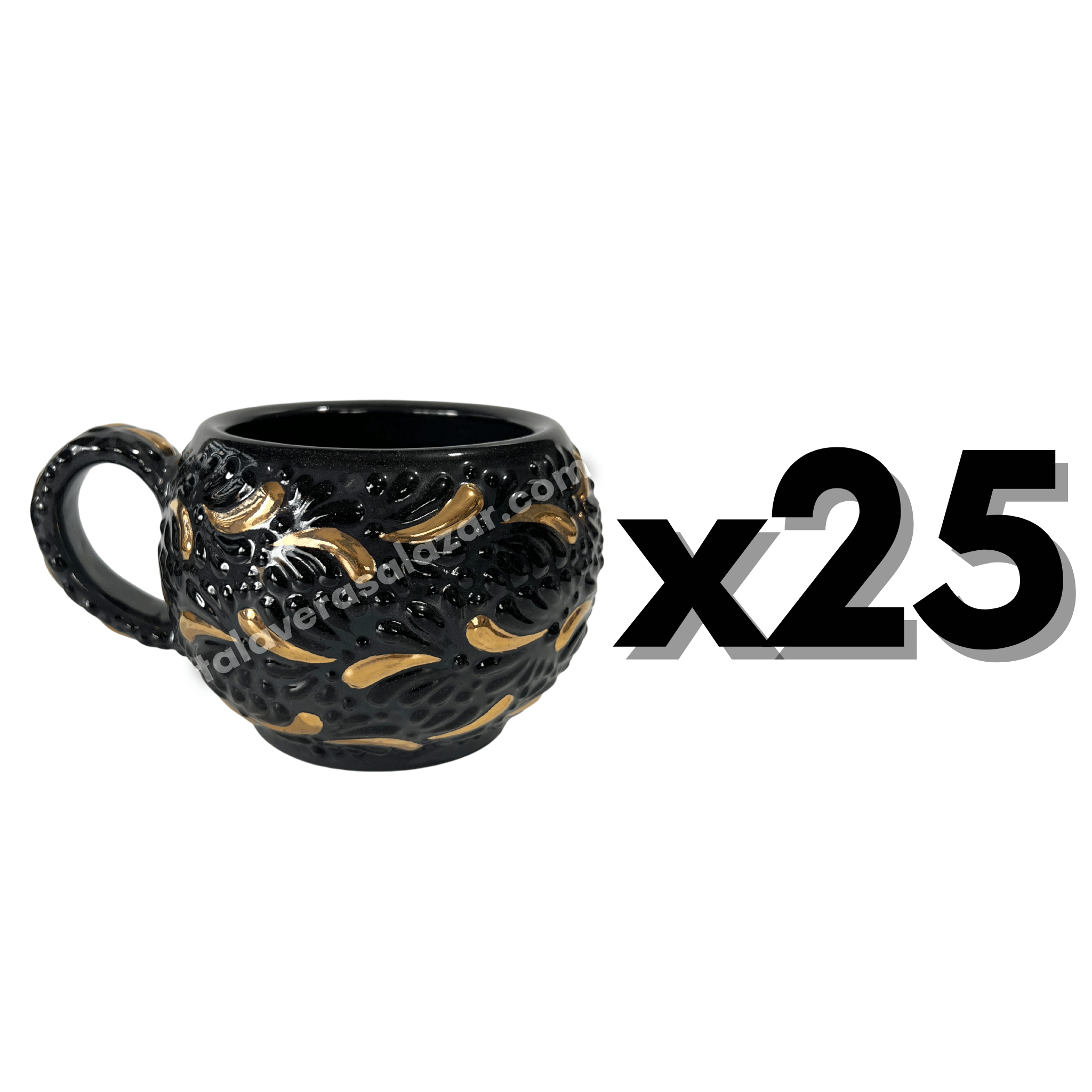 TAZA CHOCOLATERA GRANDE MIK SUPER BLACK DESTELLO DE ORO