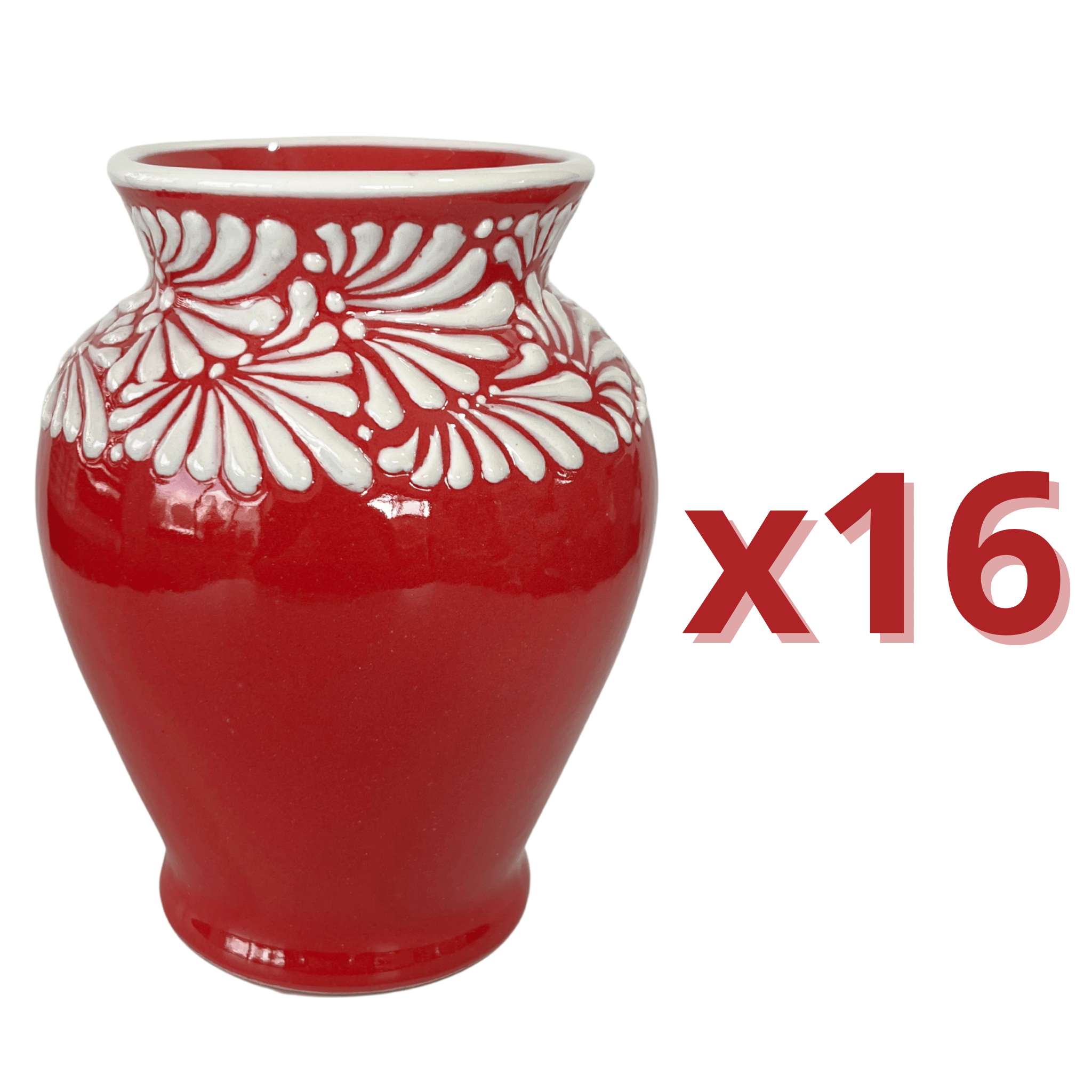 FLORERO JARRON FONDO ROJO MIK CENEFA BLANCO