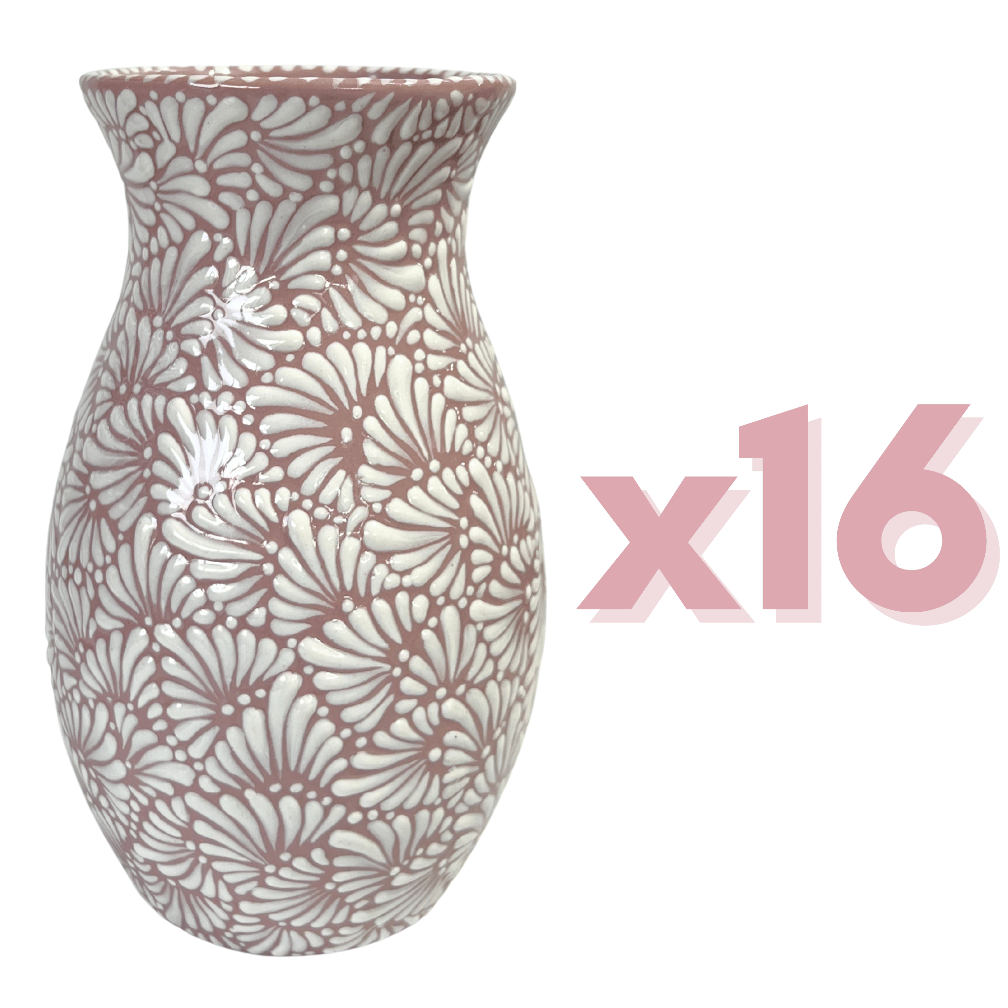 FLORERO BOLICHE 25 CM FONDO ROSA MIK BLANCO