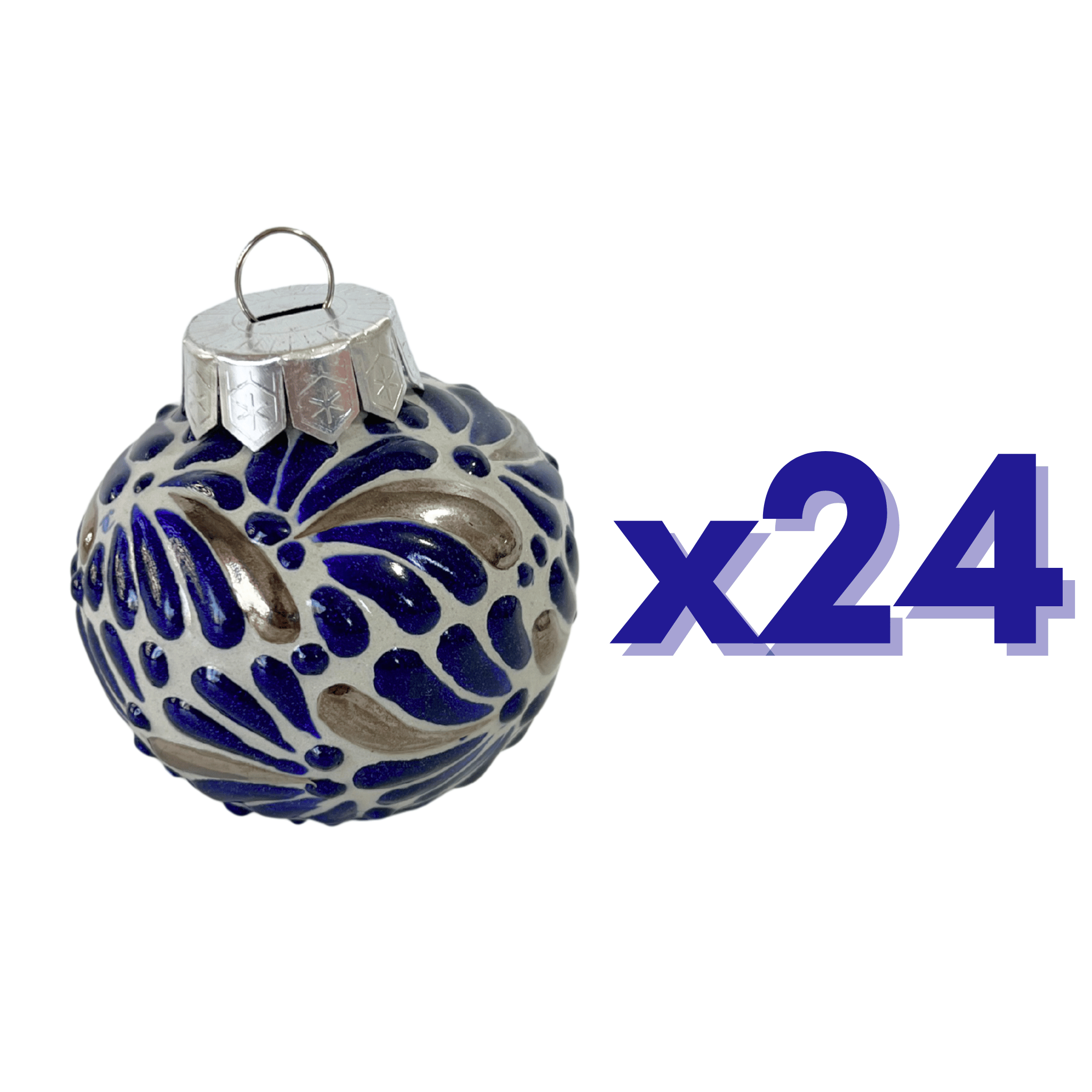 ESFERA NAVIDEÑA MIK AZUL COBALTO DESTELLOS DE PLATA