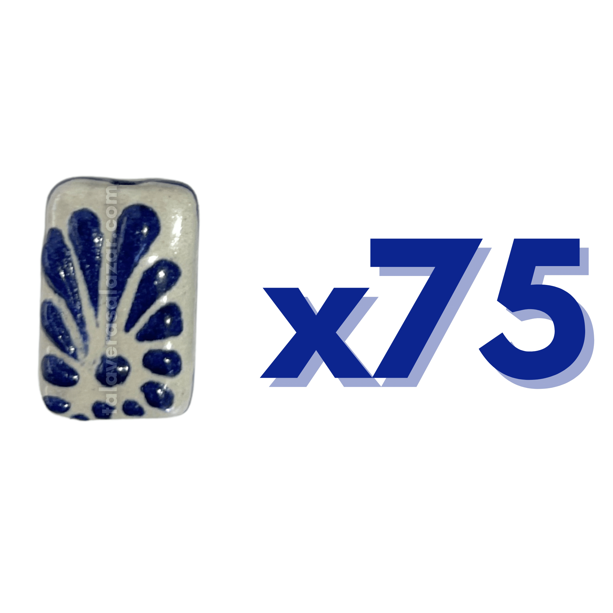 RECTANGULO PLANO 2 CM X 1.5 CM FONDO TRADICIONAL DECORADO AZUL COBALTO