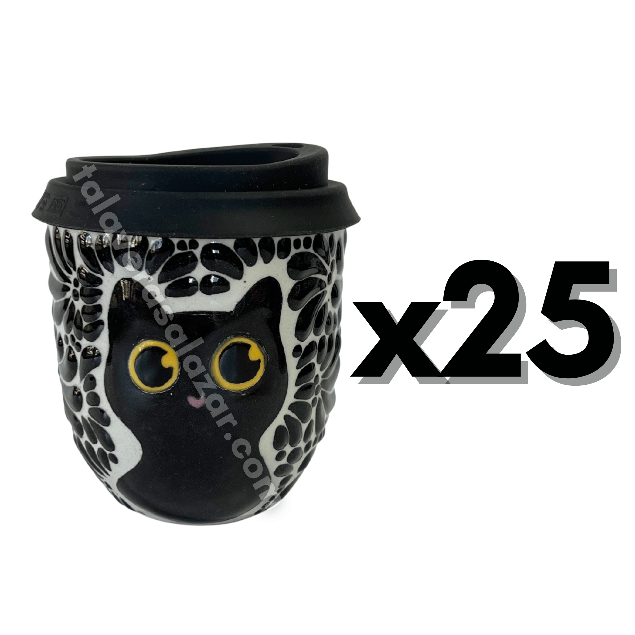 TERMO BOLITA FONDO TRADICIONAL MIK NEGRO GATO NEGRO CON OJOS AMARILLOS