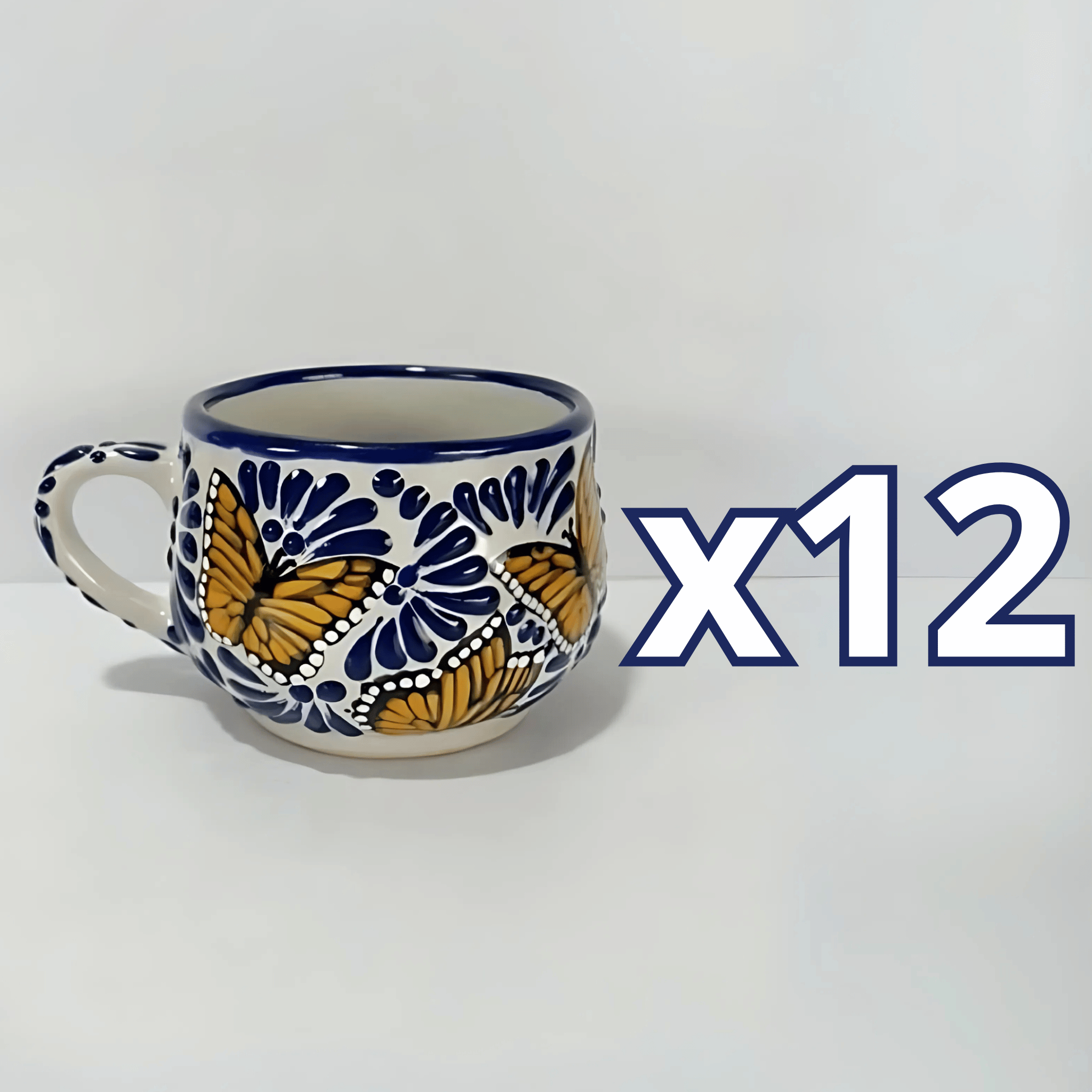 TAZA CHOCOLATERA MEDIANA FONDO TRADICIONAL MIK AZUL MARIPOSAS