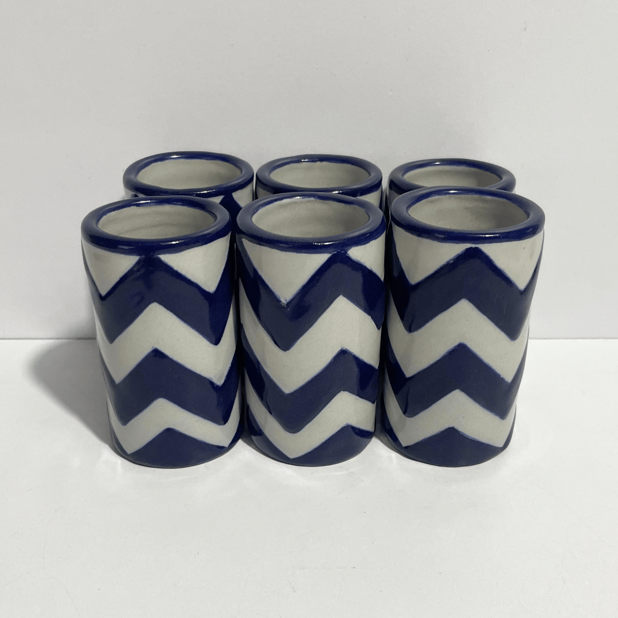 TEQUILERO NO PERSONALIZADO FONDO TRADICIONAL DECORADO ZIG ZAG AZUL COBALTO