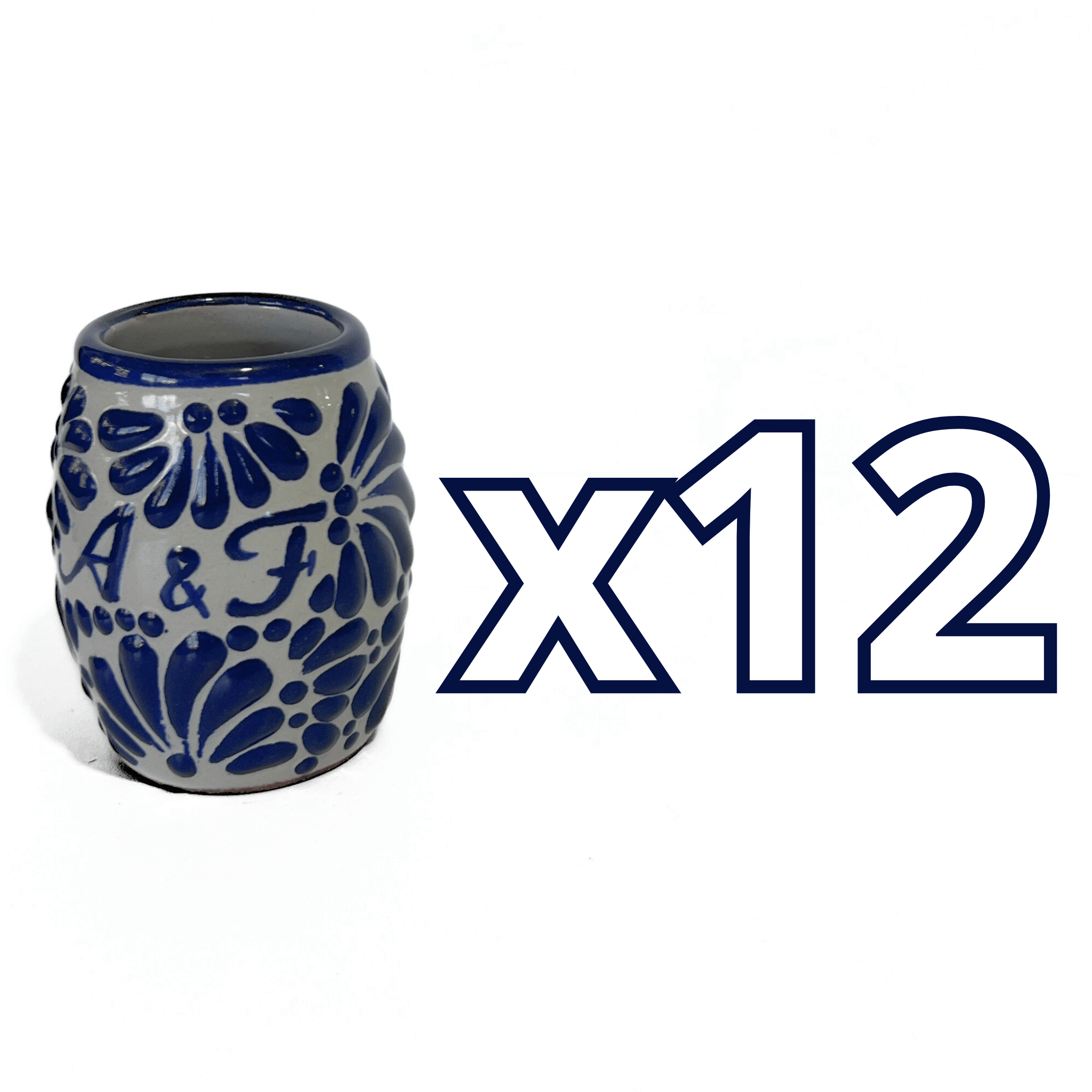 TEQUILERO BARRIL 8 CARACTERES FONDO TRADICIONAL MIK AZUL COBALTO INICIALES