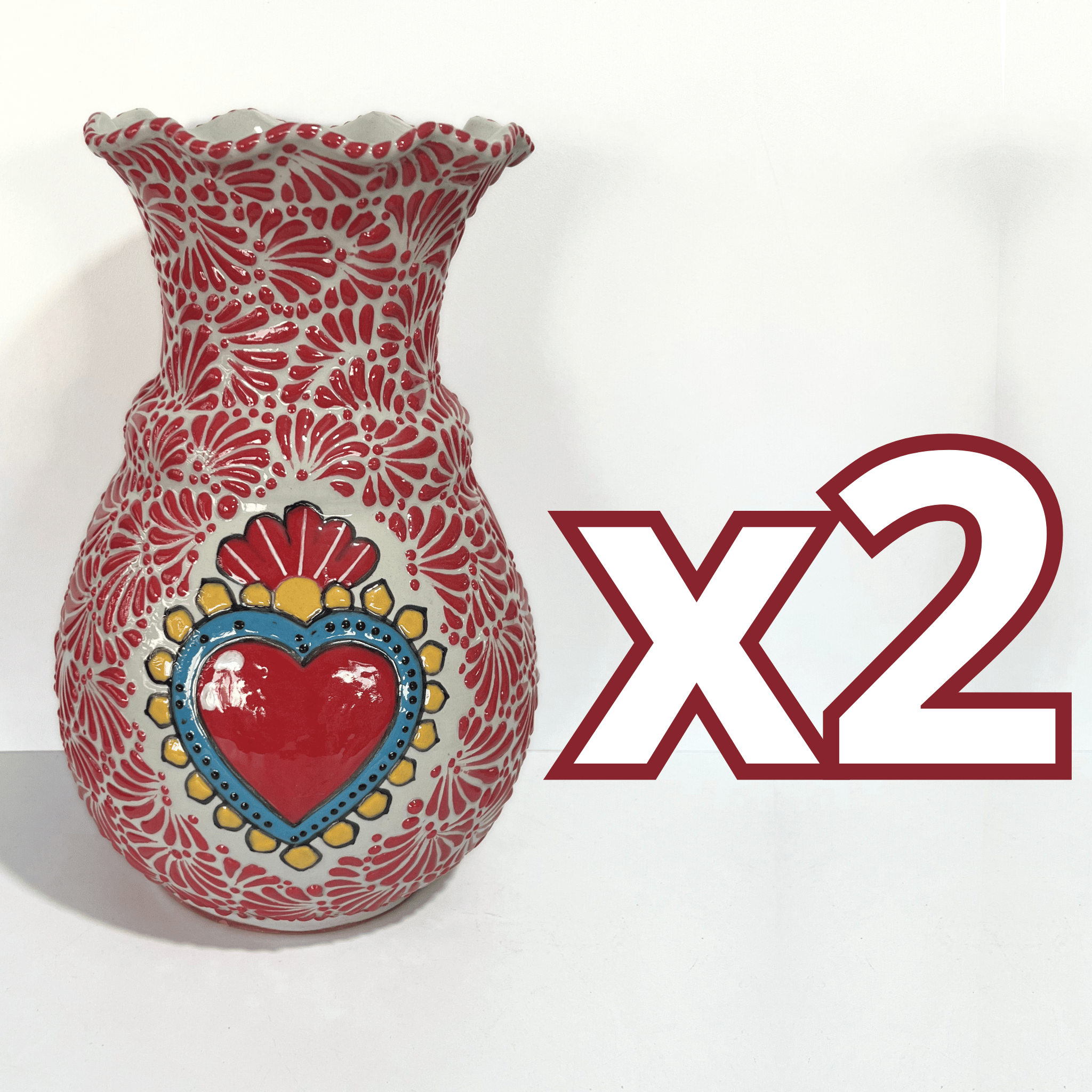 FLORERO ONDAS 30 CM FONDO TRADICIONAL MIK ROJO SAGRADO CORAZON