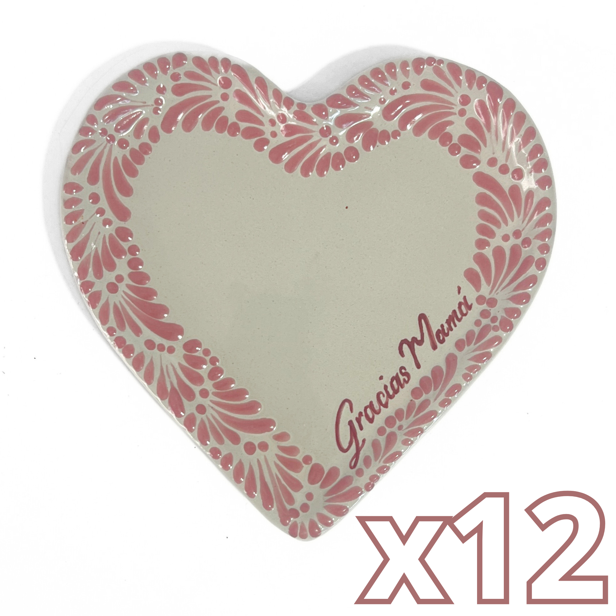 PLATO DE CORAZON 16 CM GRACIAS MAMÁ FONDO TRADICIONAL MIK CENEFA ROSA