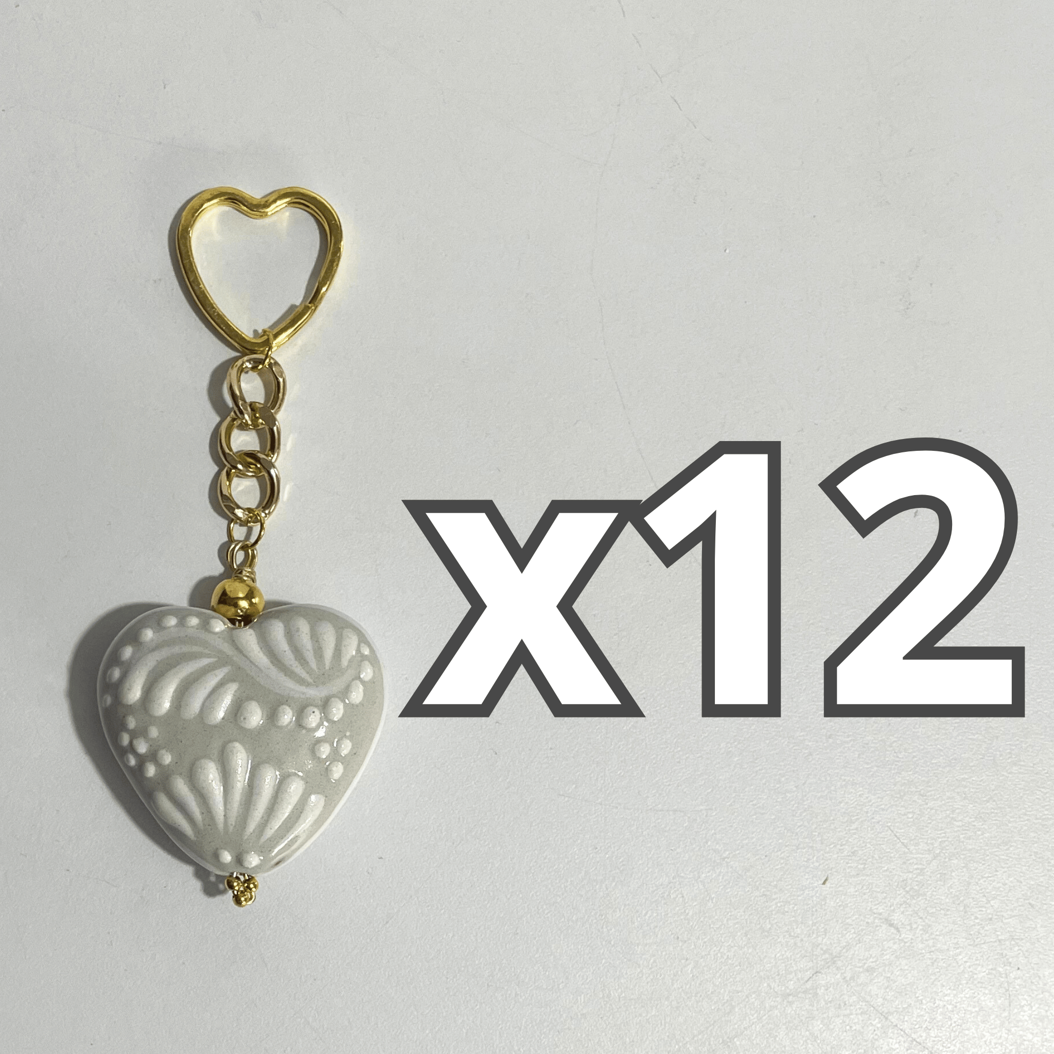 LLAVERO CORAZON 5 CM TRIDIMENSIONAL FONDO TRADICIONAL CENEFA BLANCO