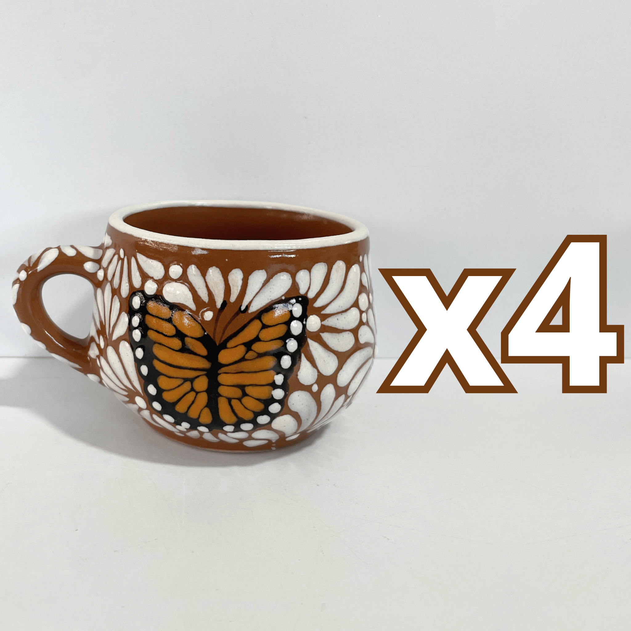 TAZA CHOCOLATERA MEDIANA FONDO CAFE MIK BLANCO MARIPOSAS