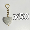 LLAVERO CORAZON GRANDE 7 CM TRIDIMENSIONAL FONDO TRADICIONAL CENEFA BLANCO