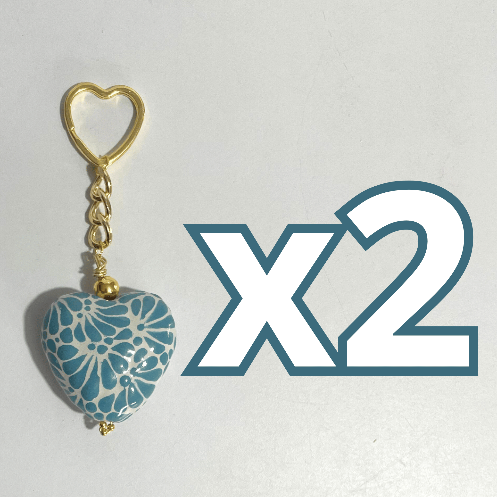 LLAVERO CORAZON 5 CM TRIDIMENSIONAL FONDO TRADICIONAL MIK VERDE TURQUESA