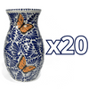 FLORERO BOLICHE 25 CM FONDO TRADICIONAL MIK AZUL COBALTO MARIPOSAS