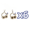 ARETES CRISTAL CORTADO BLANCO ESFERA FONDO TRADICIONAL DECORADO AZUL COBALTO