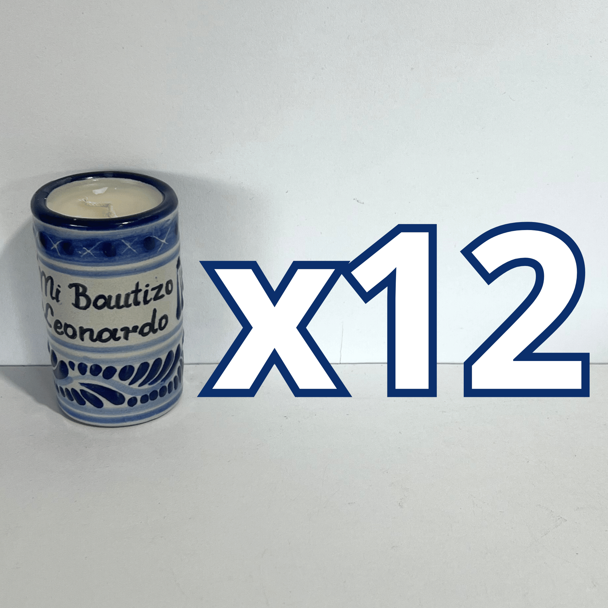 TEQUIVELA PERSONALIZADA FONDO TRADICIONAL CENEFA AZUL COBALTO MI BAUTIZO