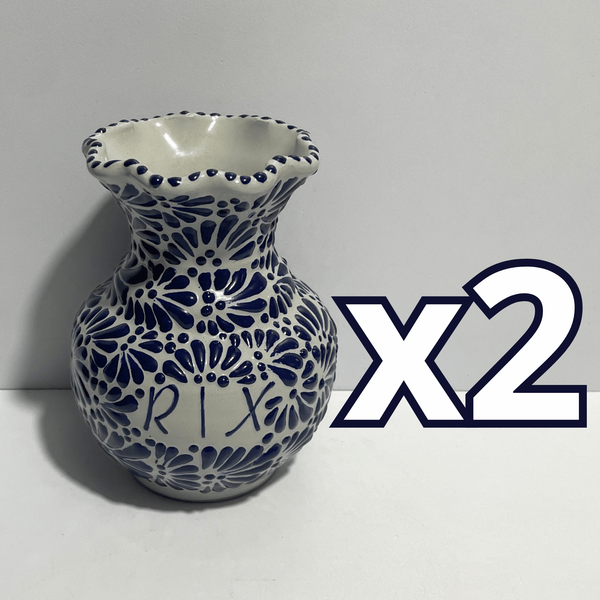 FLORERO ONDAS PERSONALIZADO 15 CM FONDO TRADICIONAL MIK AZUL COBALTO NOMBRE