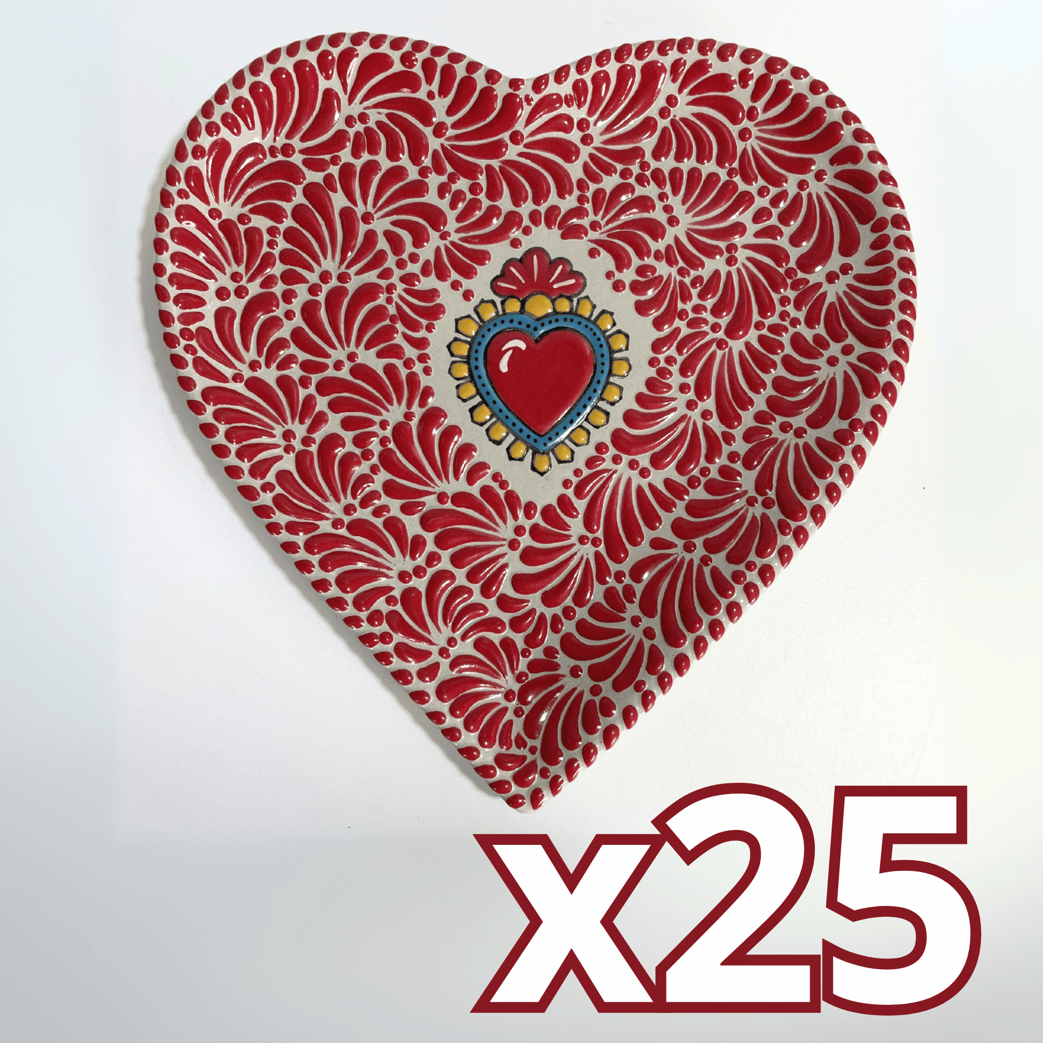CHAROLA DE CORAZON 25 CM FONDO TRADICIONAL MIK ROJO SAGRADO CORAZON
