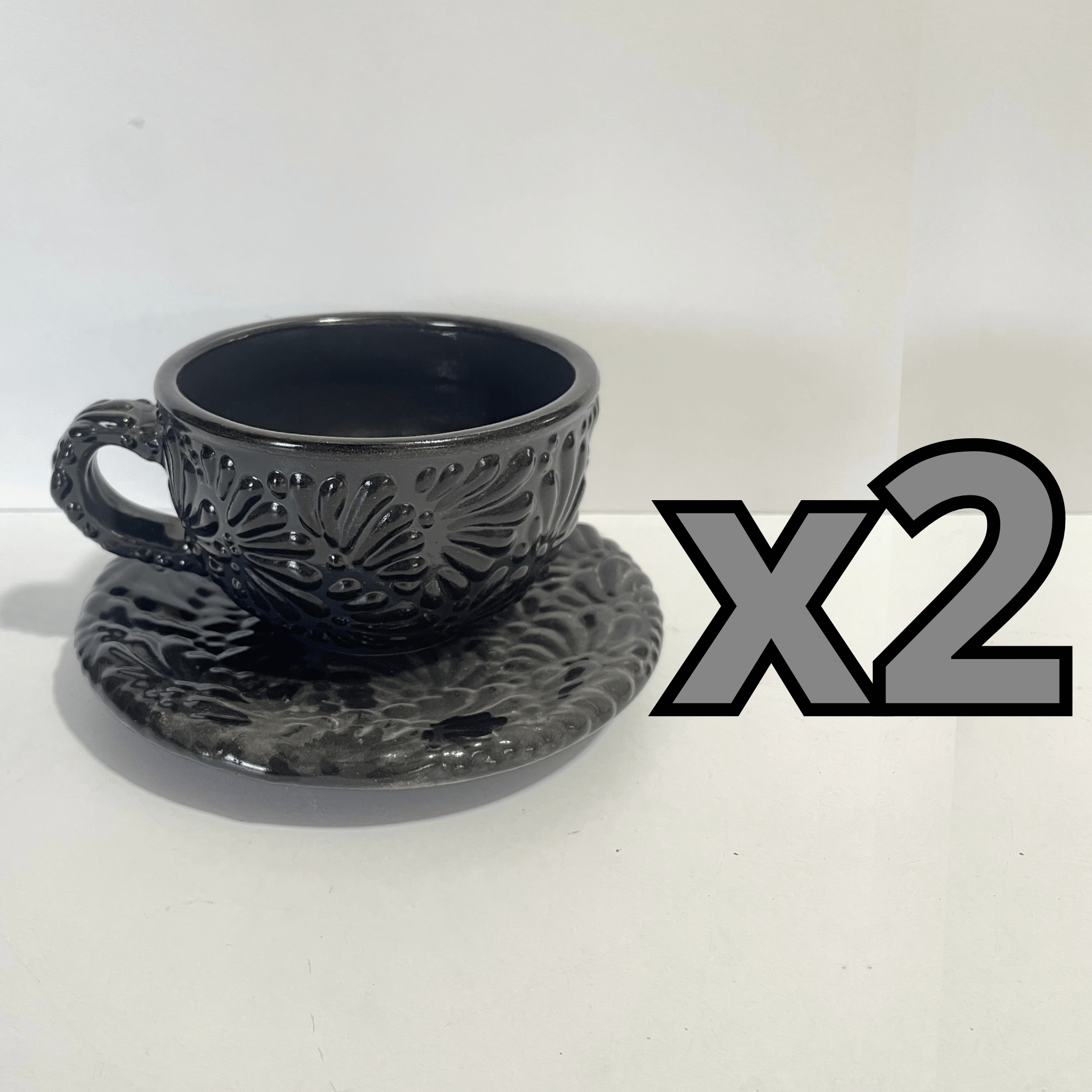 SET TAZA 300 ML Y PLATO MIK SUPER BLACK