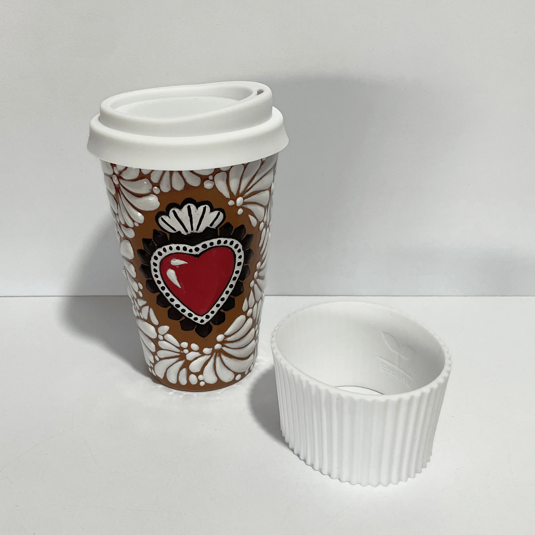 TERMO 15 CM SIN ASA FONDO CAFE MIK BLANCO SAGRADO CORAZON