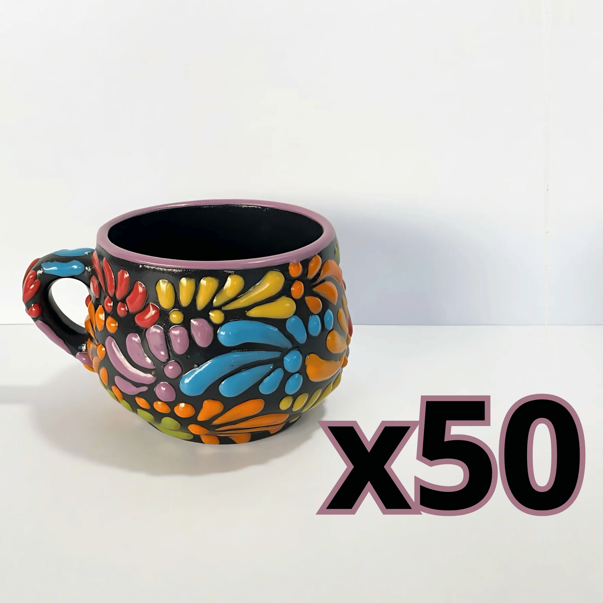 TAZA CHOCOLATERA MEDIANA MULTICOLORES MIK FONDO NEGRO