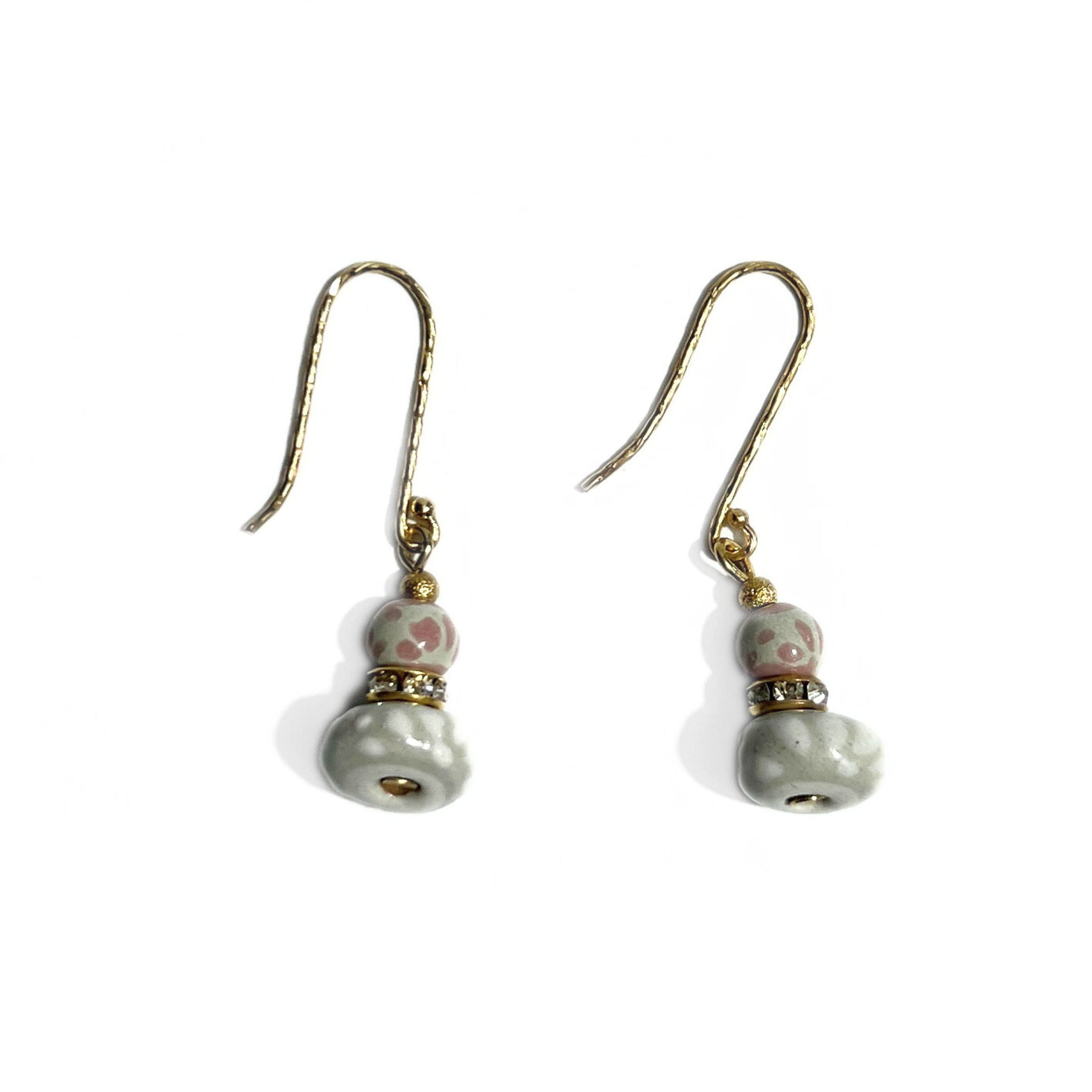 ARETES ESFERA DECORADO ROSA Y DONA DECORADO BLANCO