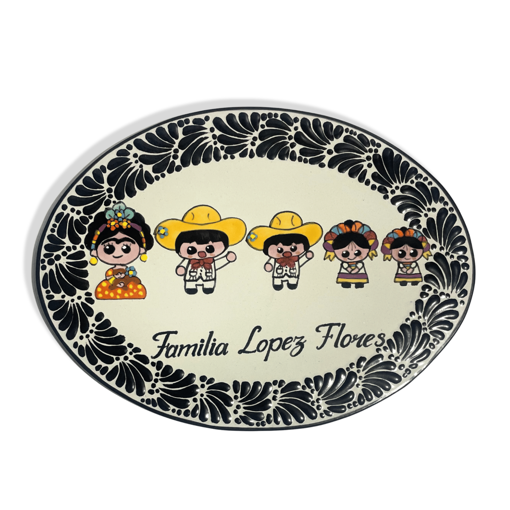 PLACA OVALADA FONDO TRADICIONAL CENEFA MIK NEGRO FAMILIA