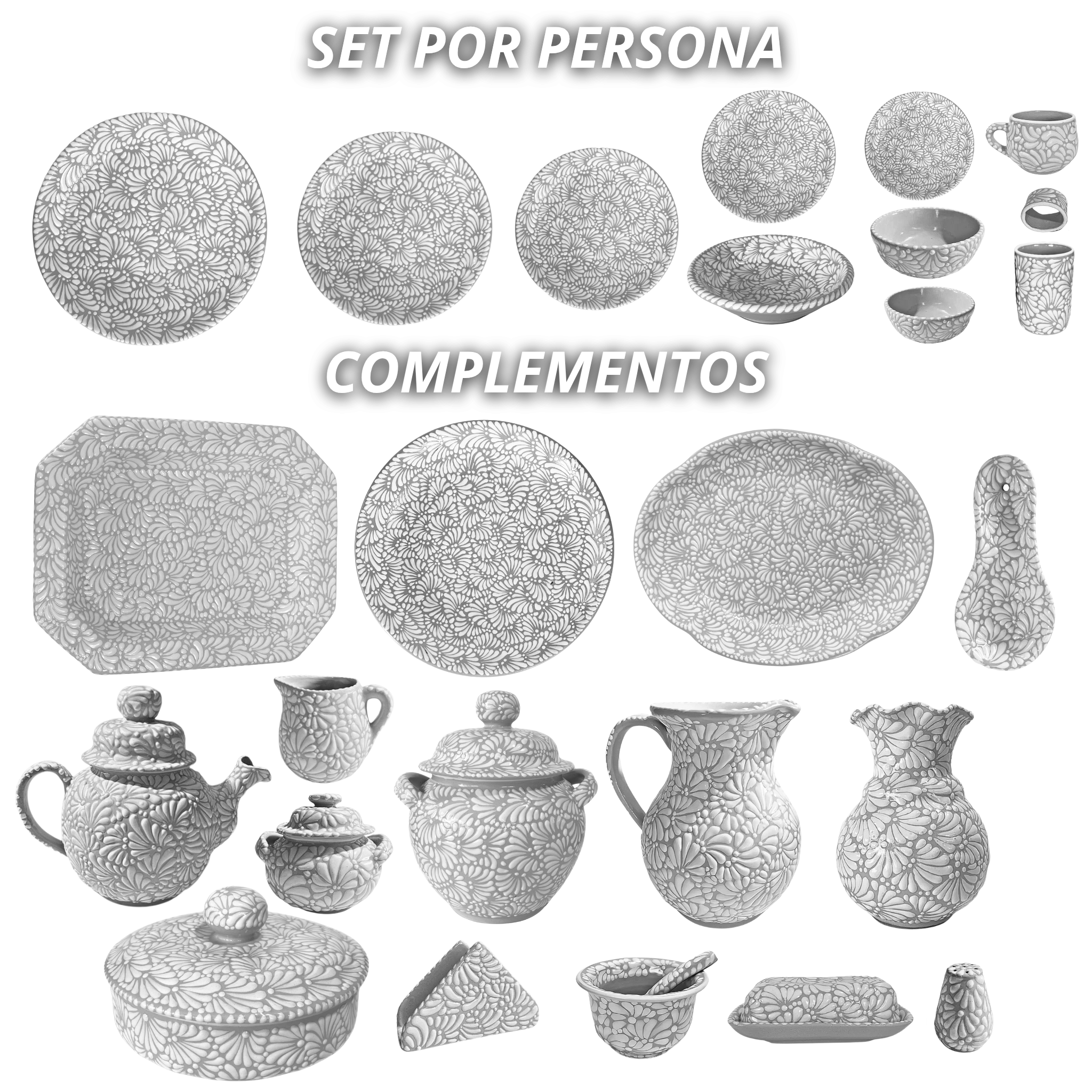 VAJILLA COMPLETA CON COMPLEMENTOS FONDO TRADICIONAL MIK BLANCO