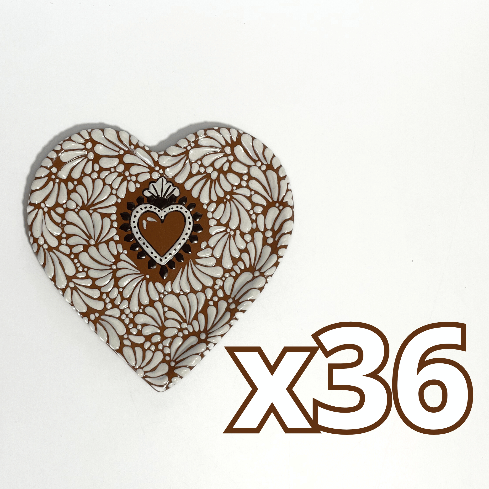 PLATO DE CORAZON 16 CM FONDO CAFE MIK BLANCO SAGRADO COREAZON CAFE