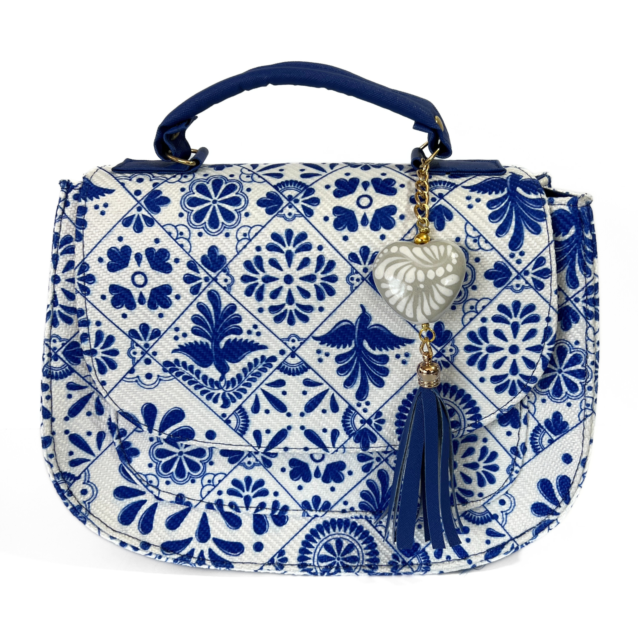 BOLSO COLOR AZUL COBALTO ESTILO TALAVERA CON LLAVERO